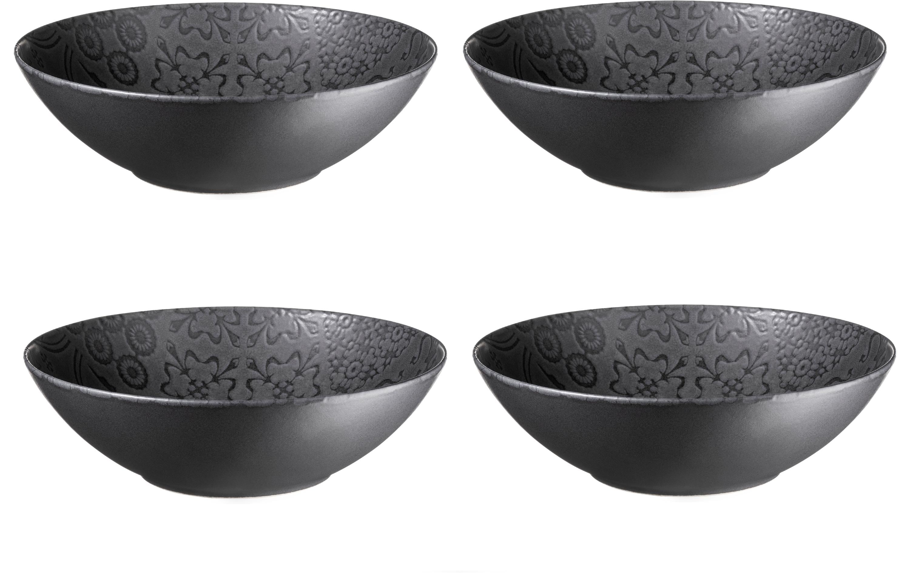 Mäser Schüssel Tiles 4 Stück, 24 cm, Schwarz