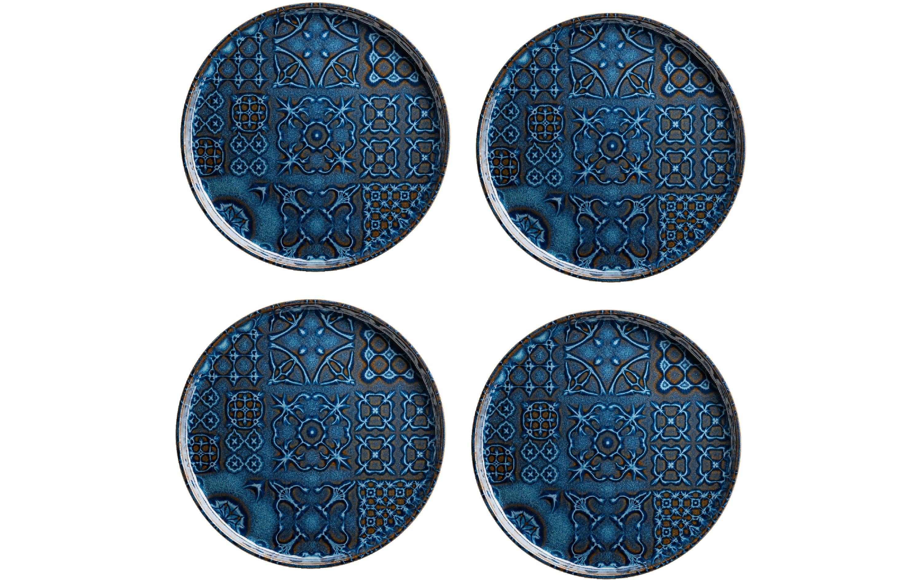 Mäser Speiseteller Tiles UNO flach 4 Stück, 28 cm, Classic Blue