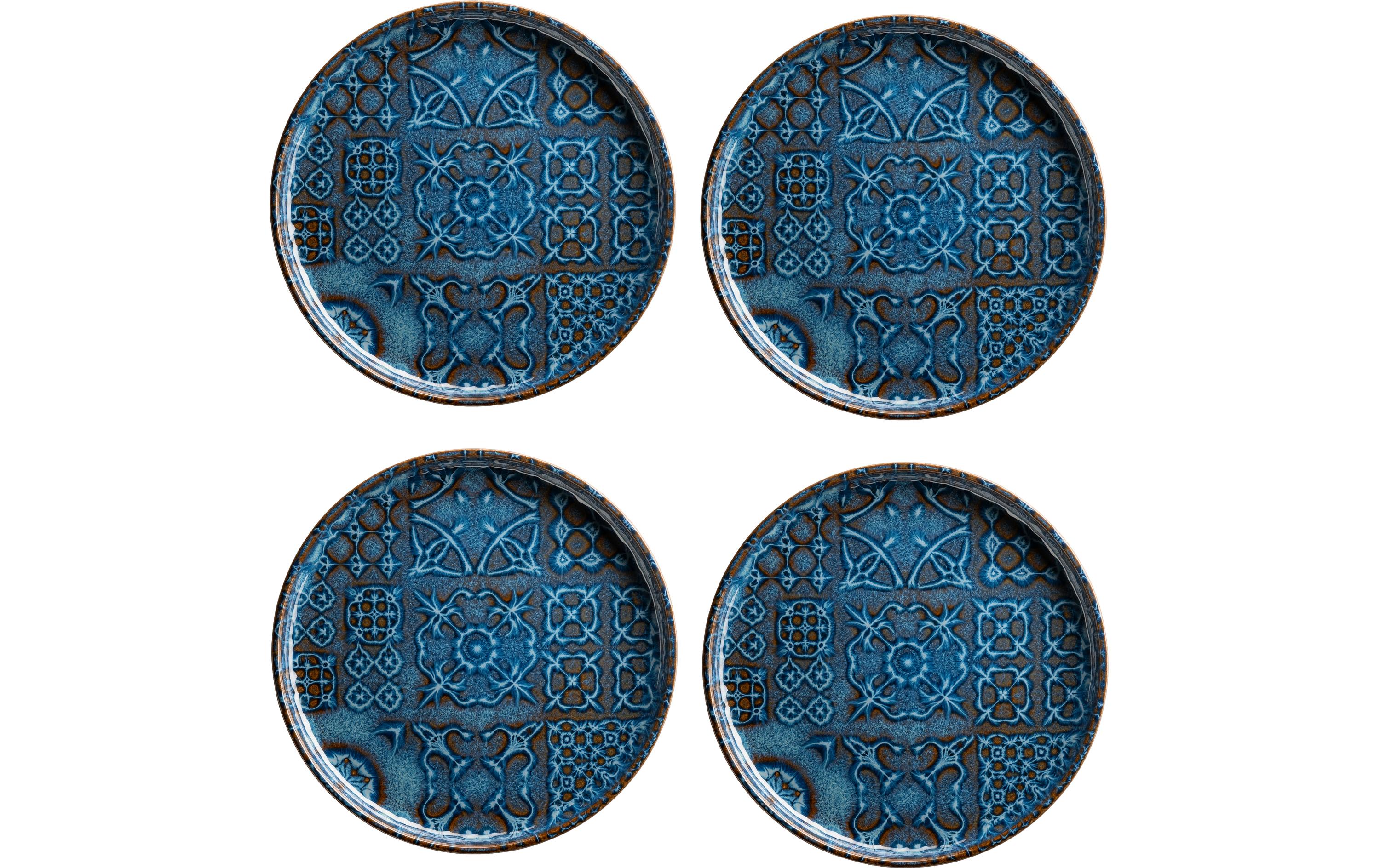 Mäser Dessertteller Tiles UNO 4 Stück, 22 cm, Classic Blue