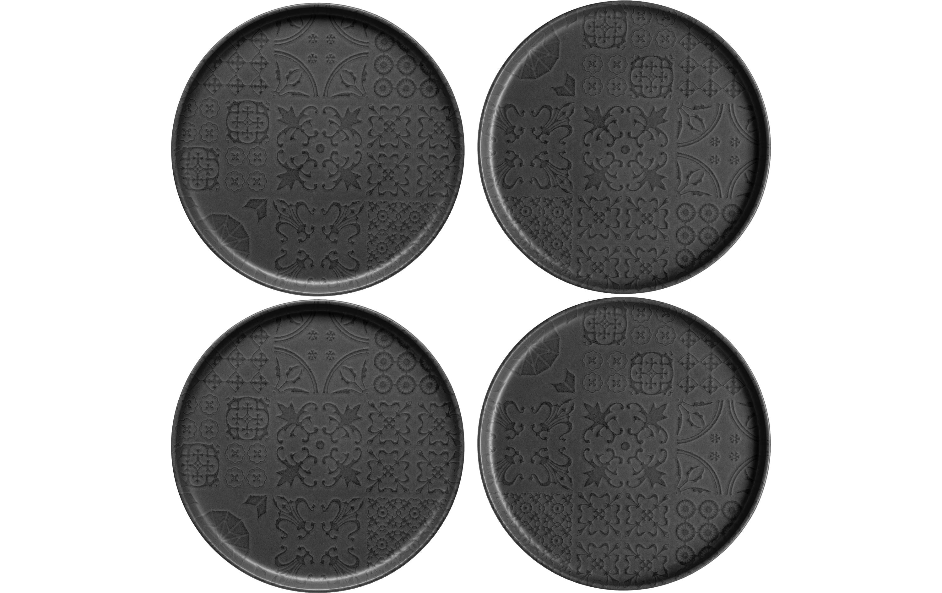 Mäser Dessertteller Tiles UNO 4 Stück, 22 cm, Schwarz