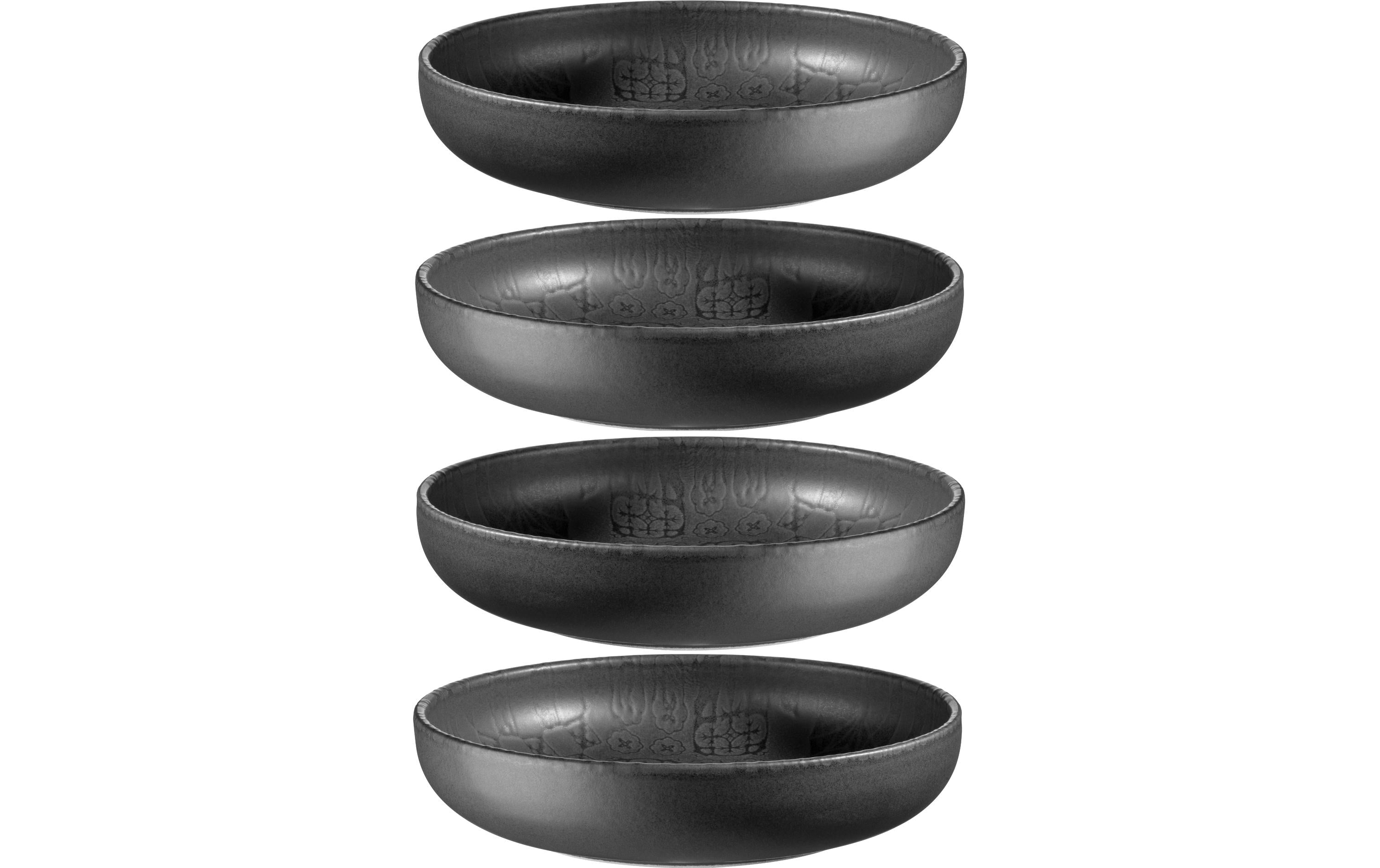 Mäser Speiseteller Tiles UNO tief 4 Stück, 22 cm, Schwarz