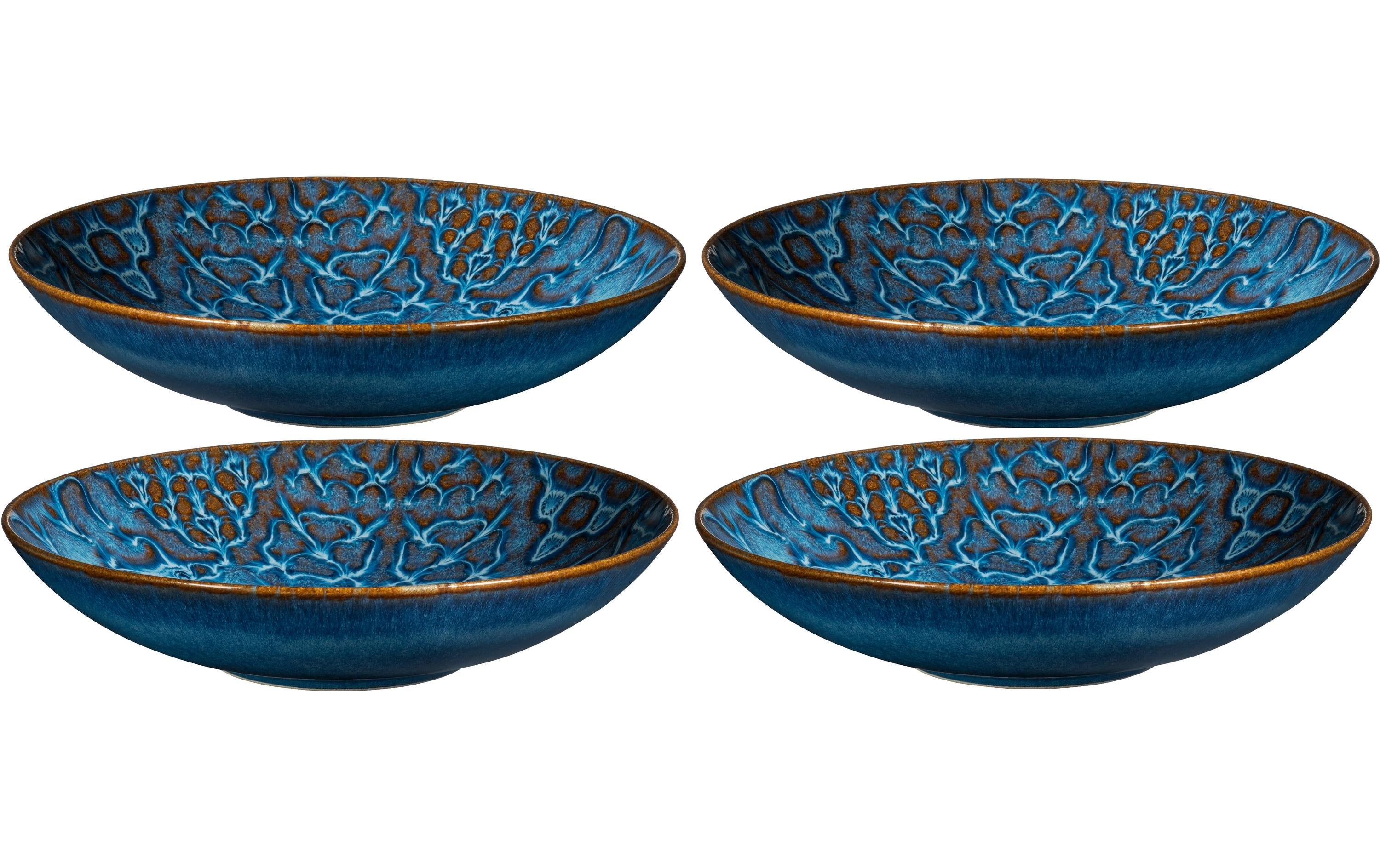 Mäser Speiseteller Tiles tief 4 Stück, 22 cm, Classic Blue