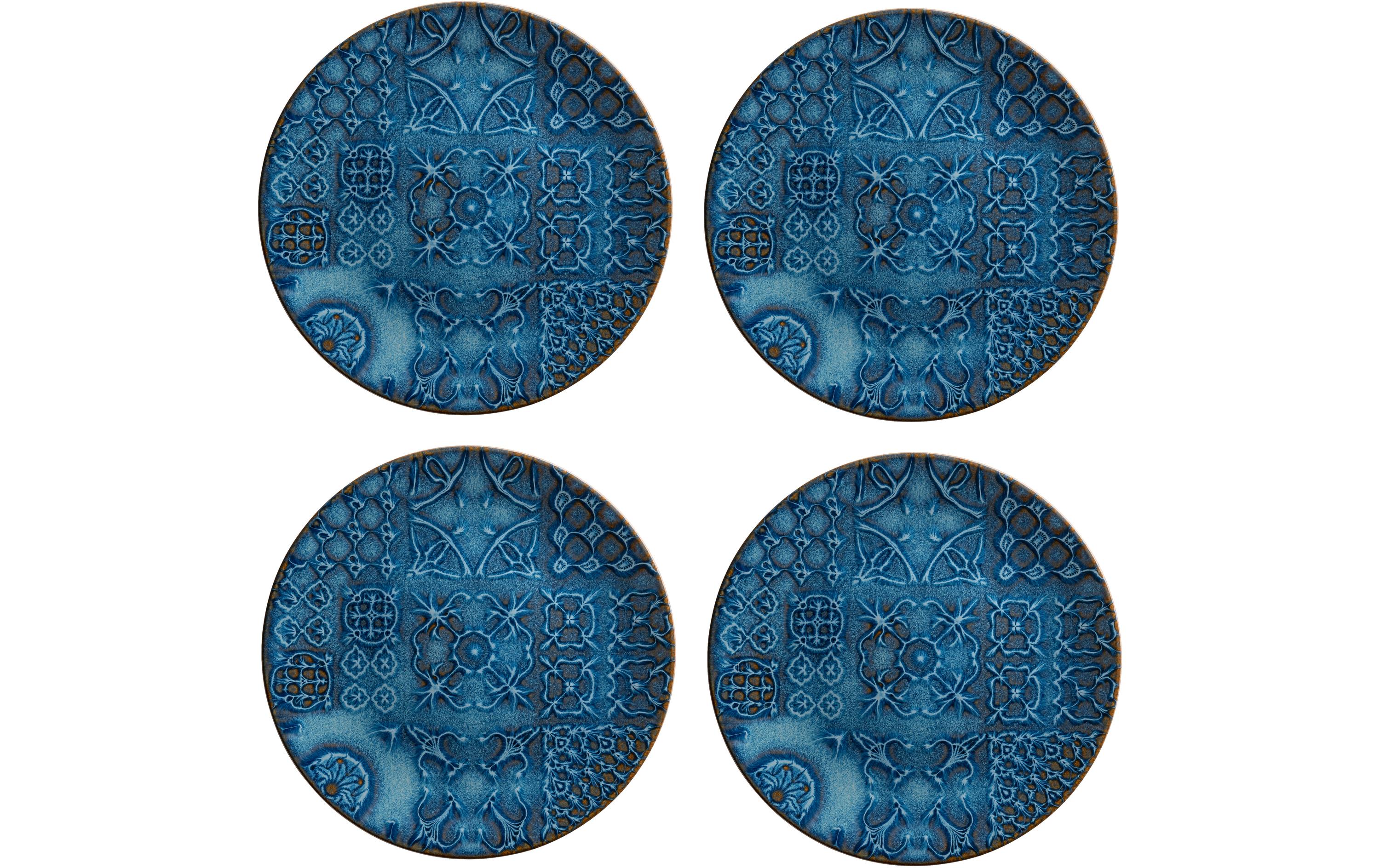 Mäser Speiseteller Tiles flach 4 Stück, 27 cm, Classic Blue