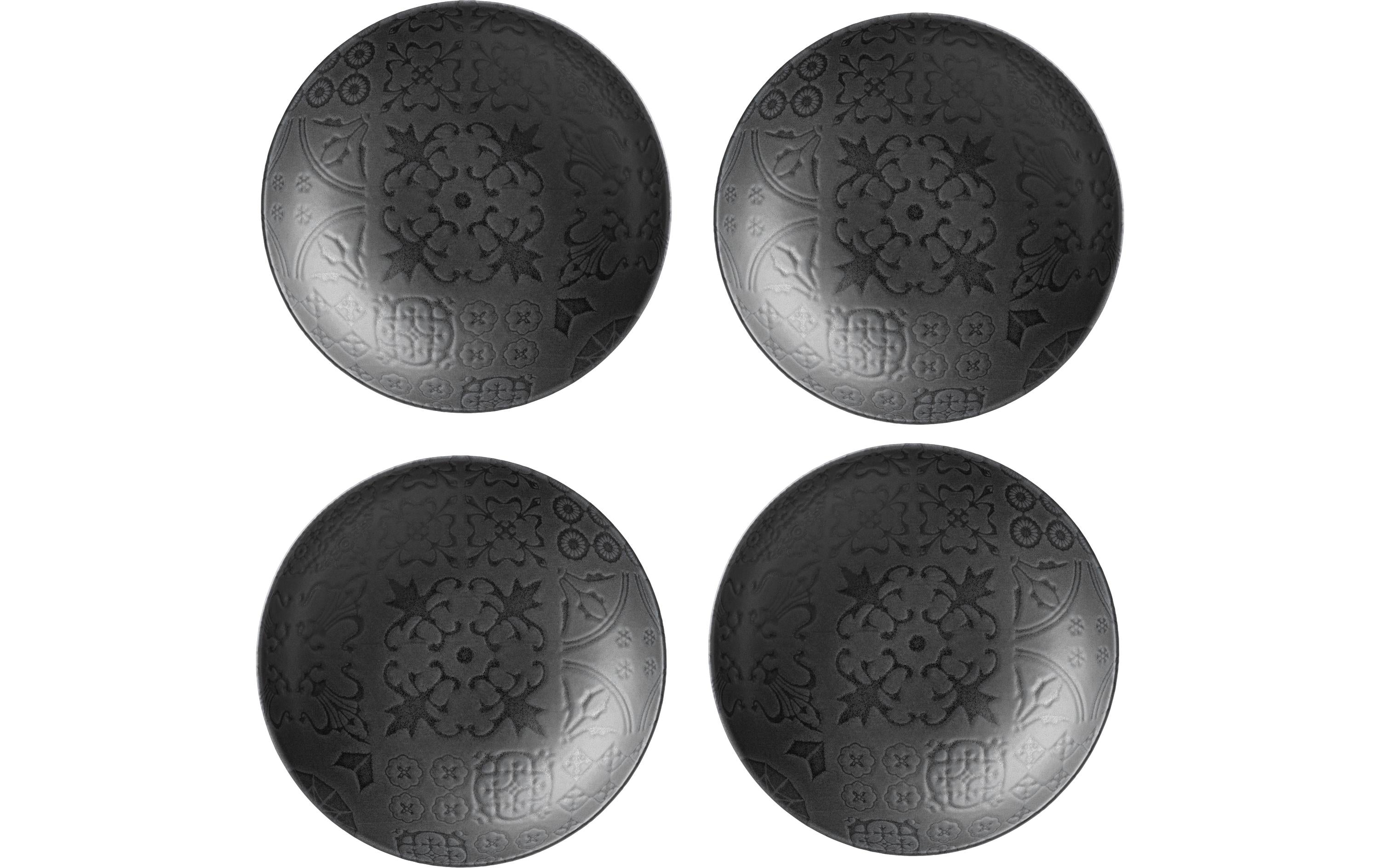 Mäser Speiseteller Tiles tief 4 Stück, 22 cm, Schwarz