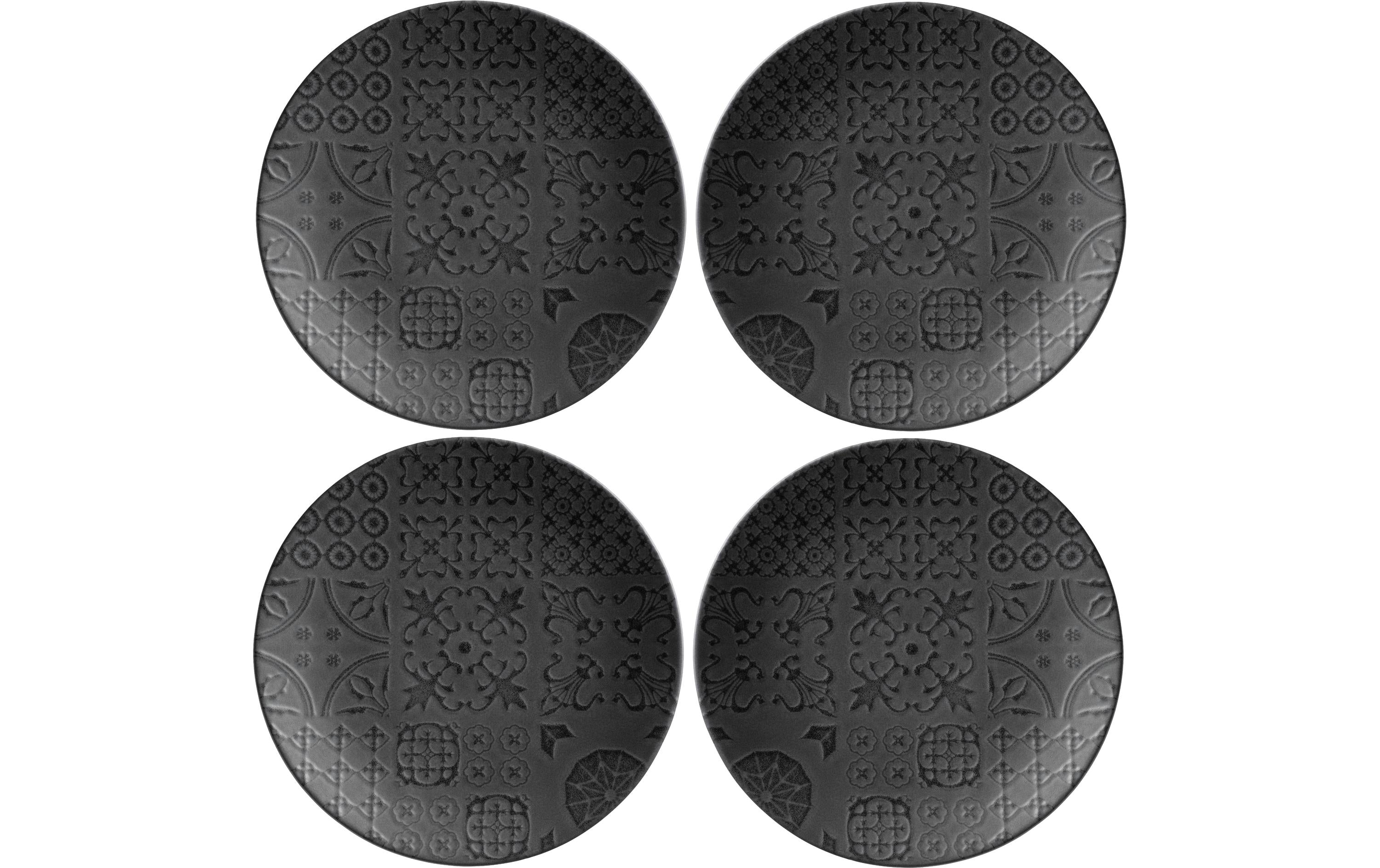 Mäser Speiseteller Tiles flach 4 Stück, 27 cm, Schwarz