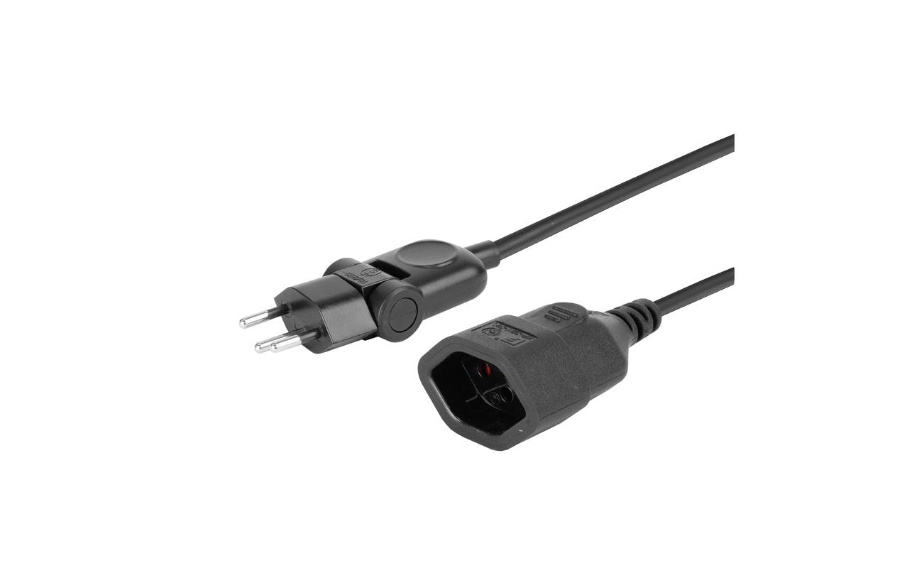 Klappstecker-Verlängerungskabel, 5m, sw 3-polig, T12/T13, Klappstecker