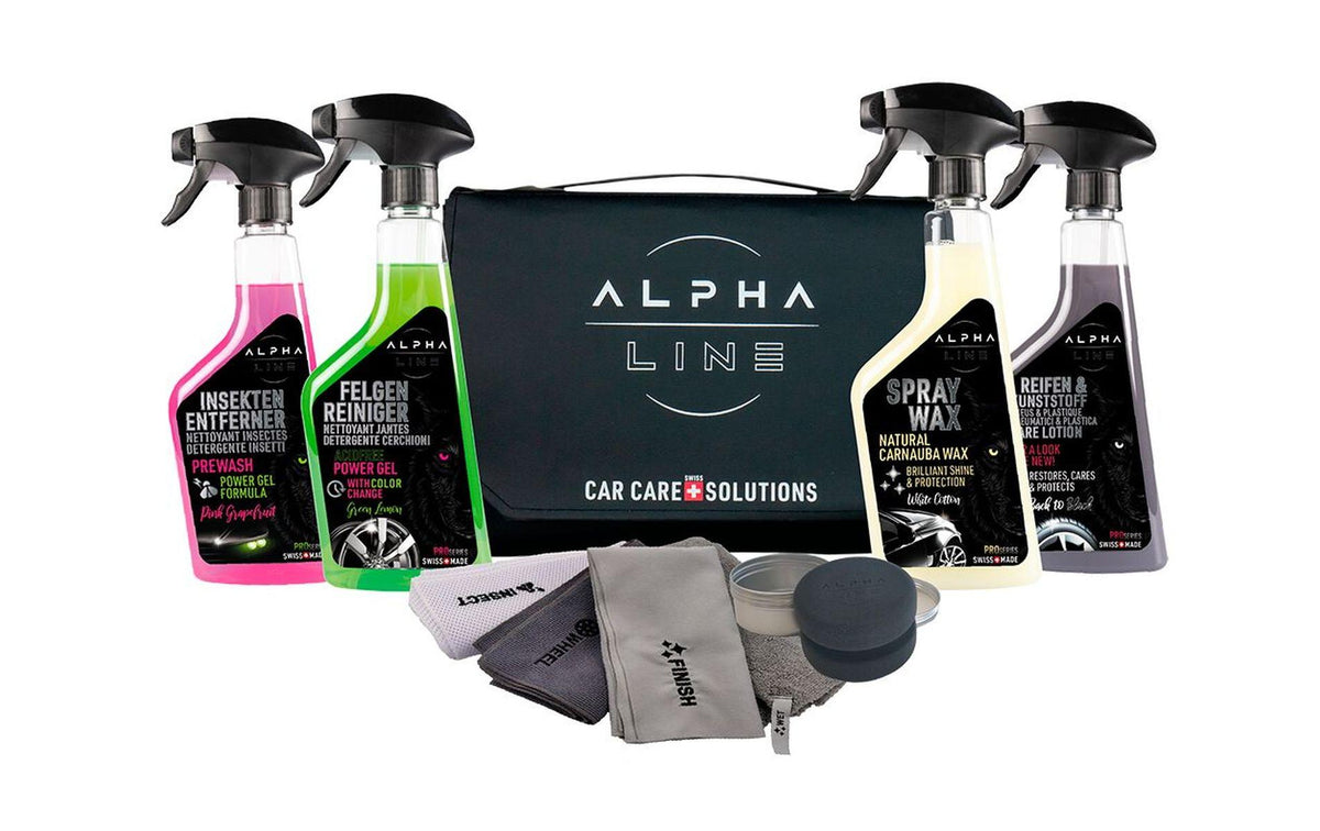 Car Care Set in Tasche Autopflege, gut aufgeräumt in der Tasche
