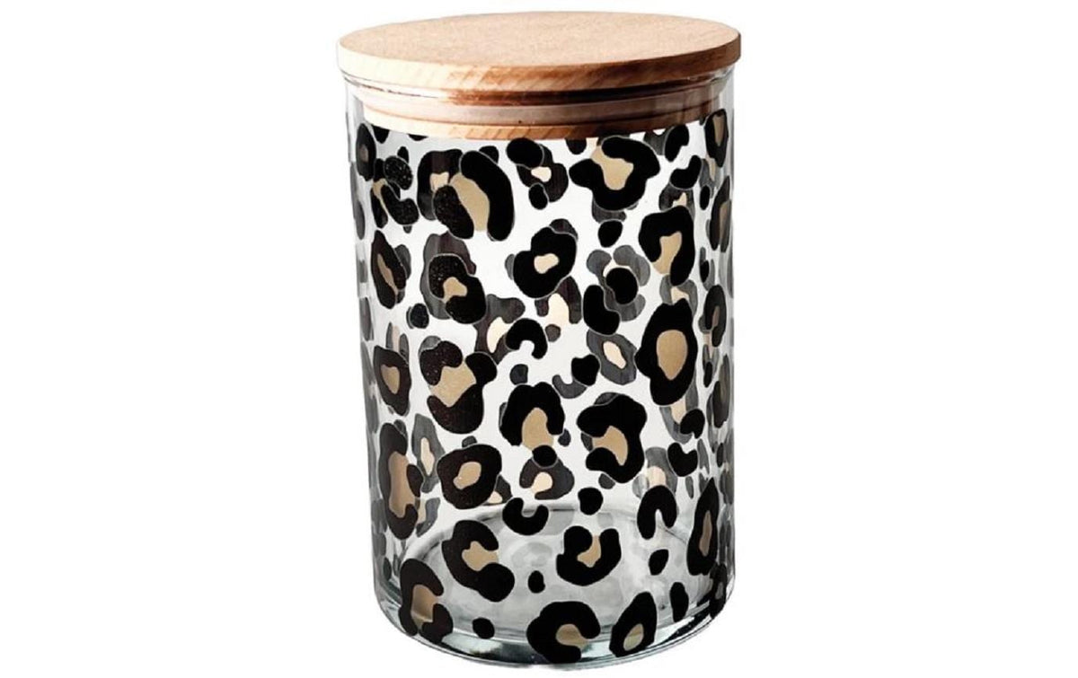 Wunderle Vorratsglas Leoprint mit Holzdeckel