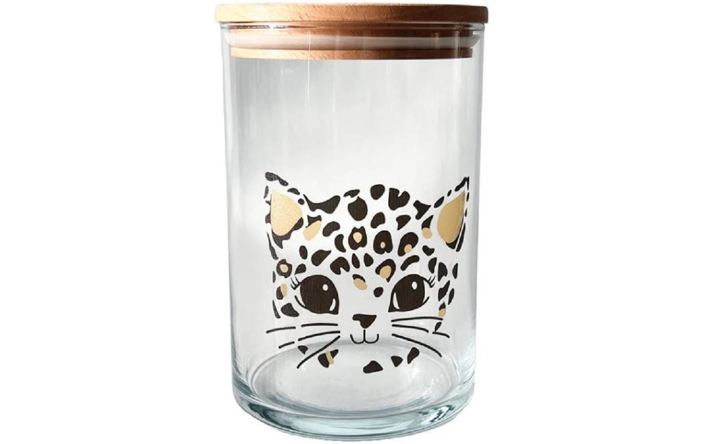 Wunderle Vorratsglas Katze Leoprint mit Holzdeckel