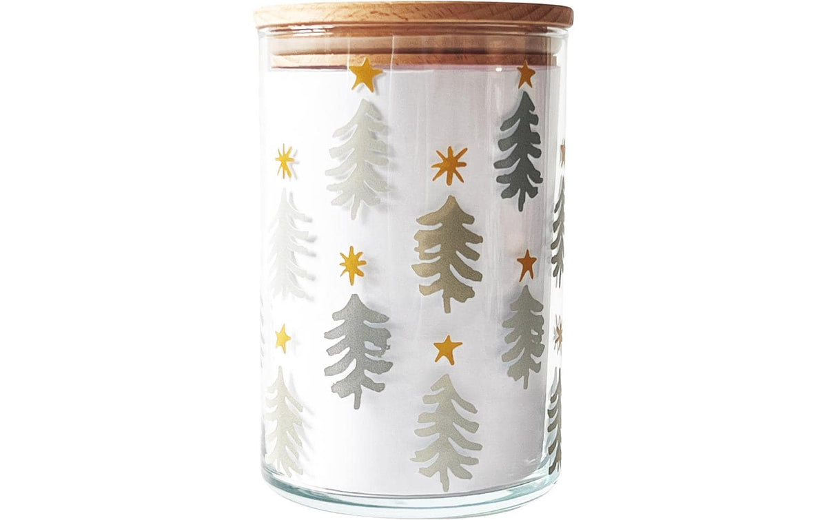 Wunderle Vorratsglas Tannenwald grau mit Holzdeckel