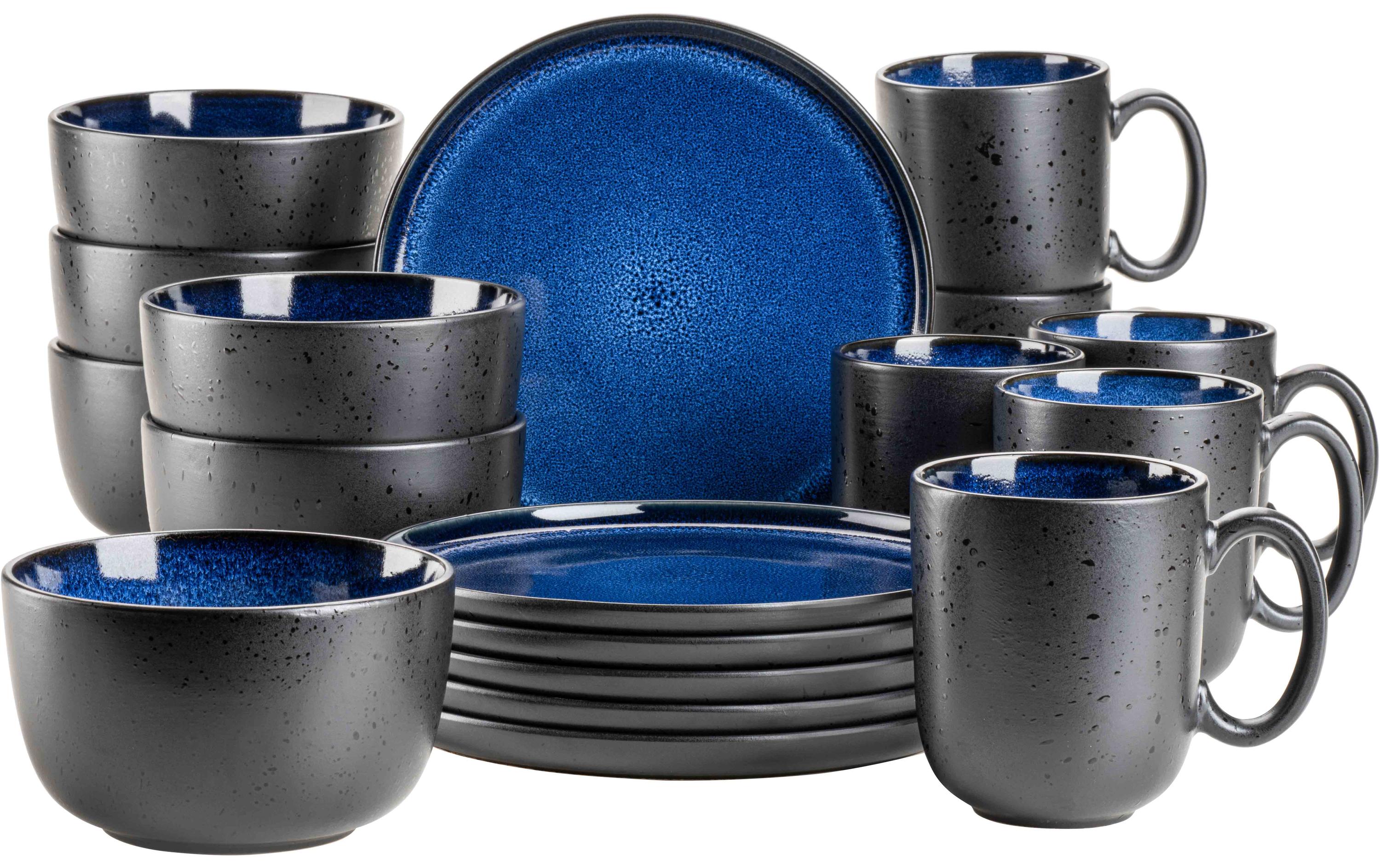 Mäser Frühstücksset Niara 18-teilig, Schwarz/Blau