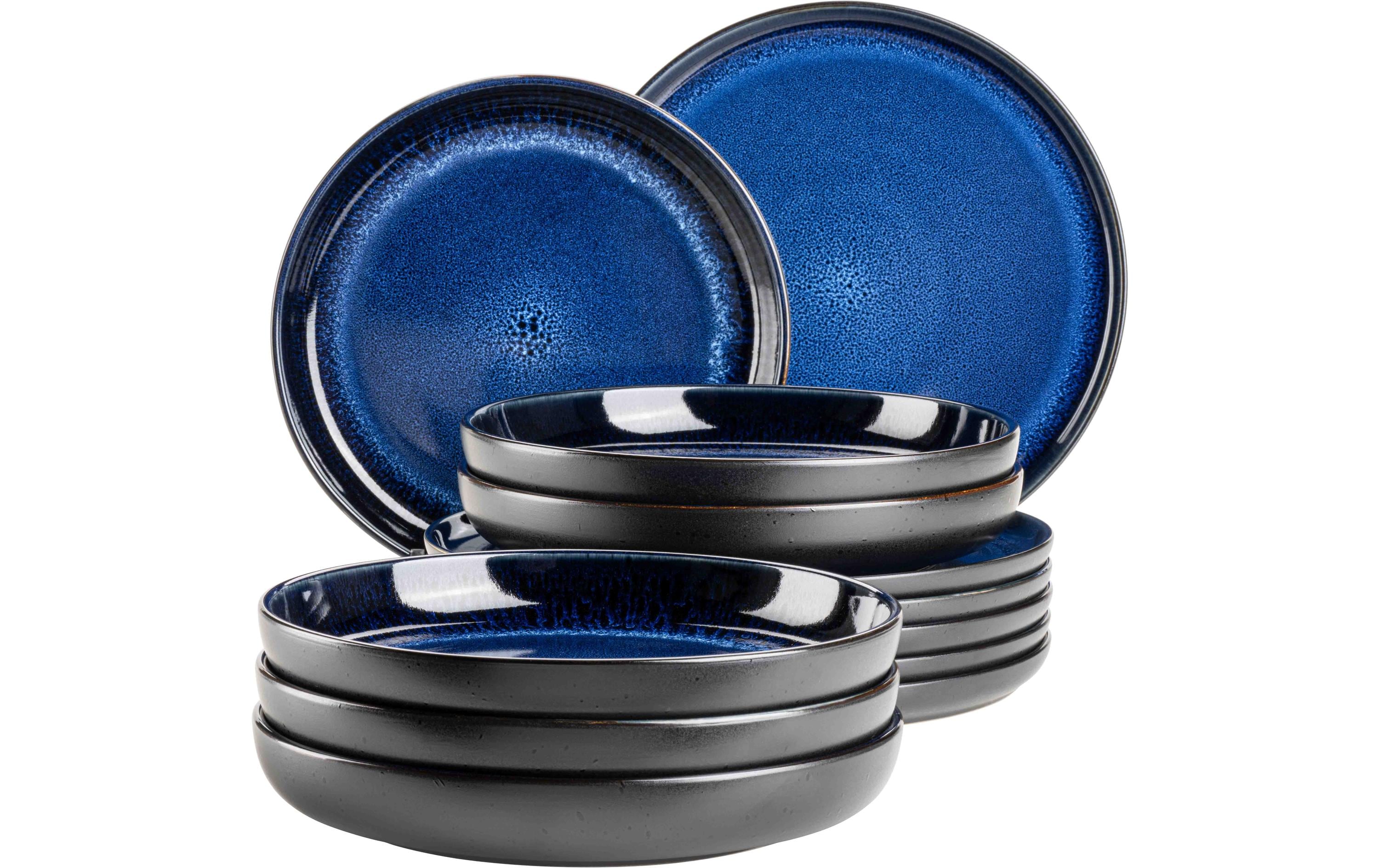 Mäser Speise-Service Niara 12-teilig, Schwarz/Blau