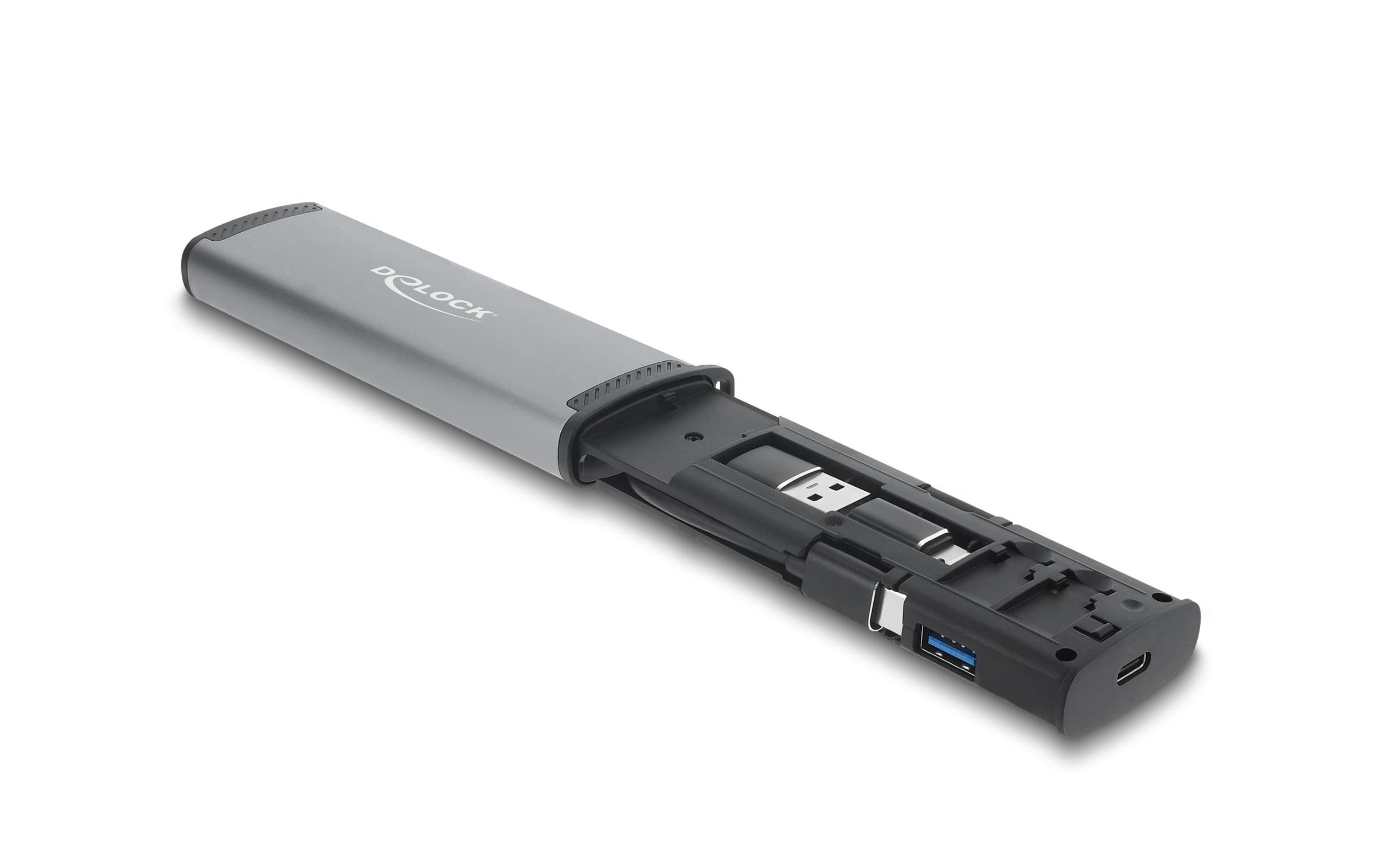 Delock USB-C Card Reader, 5Gbps für SD & Micro SD, mit Aufbewahrungsfächern