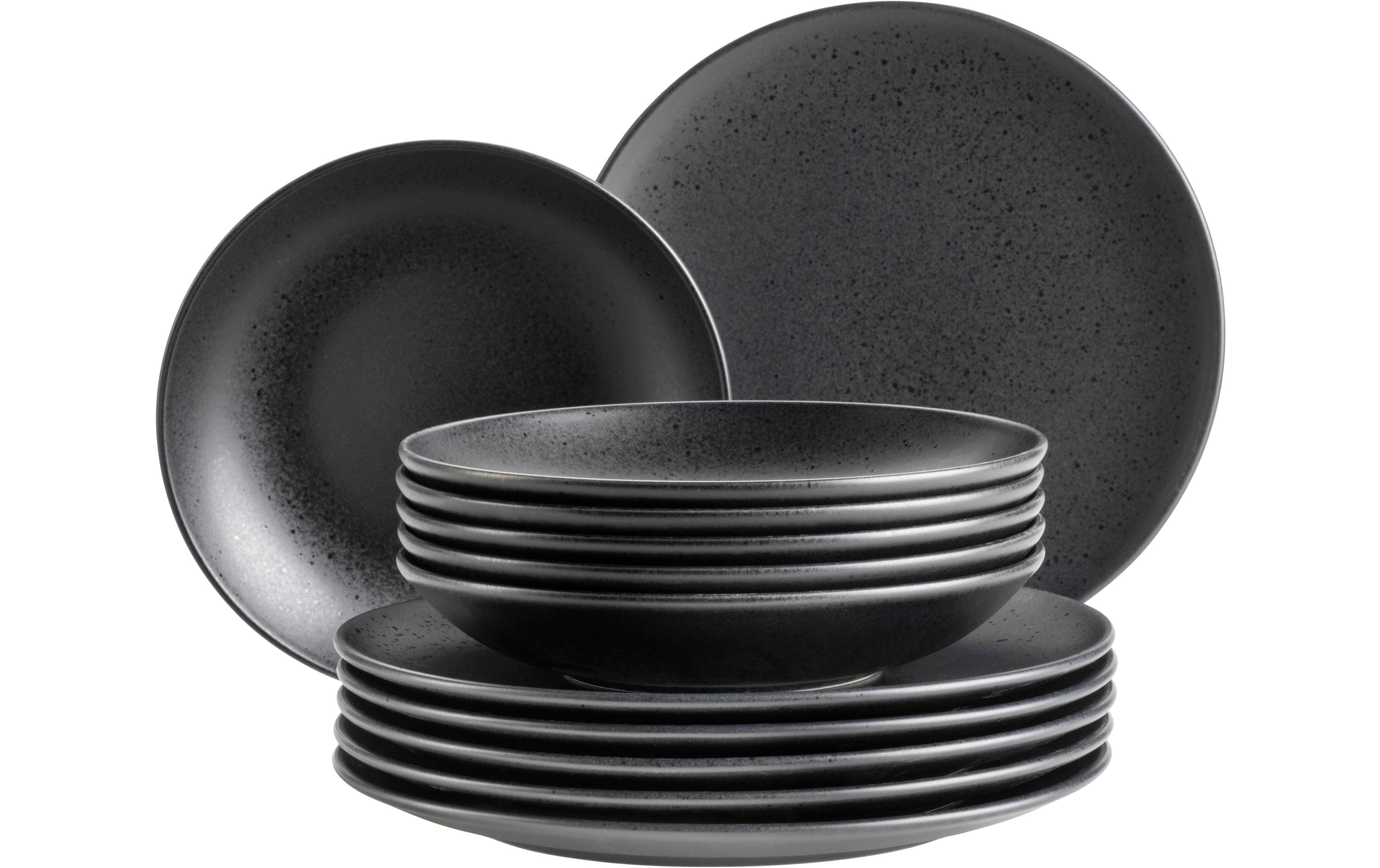 Mäser Tafelservice Essential 12-teilig, Schwarz