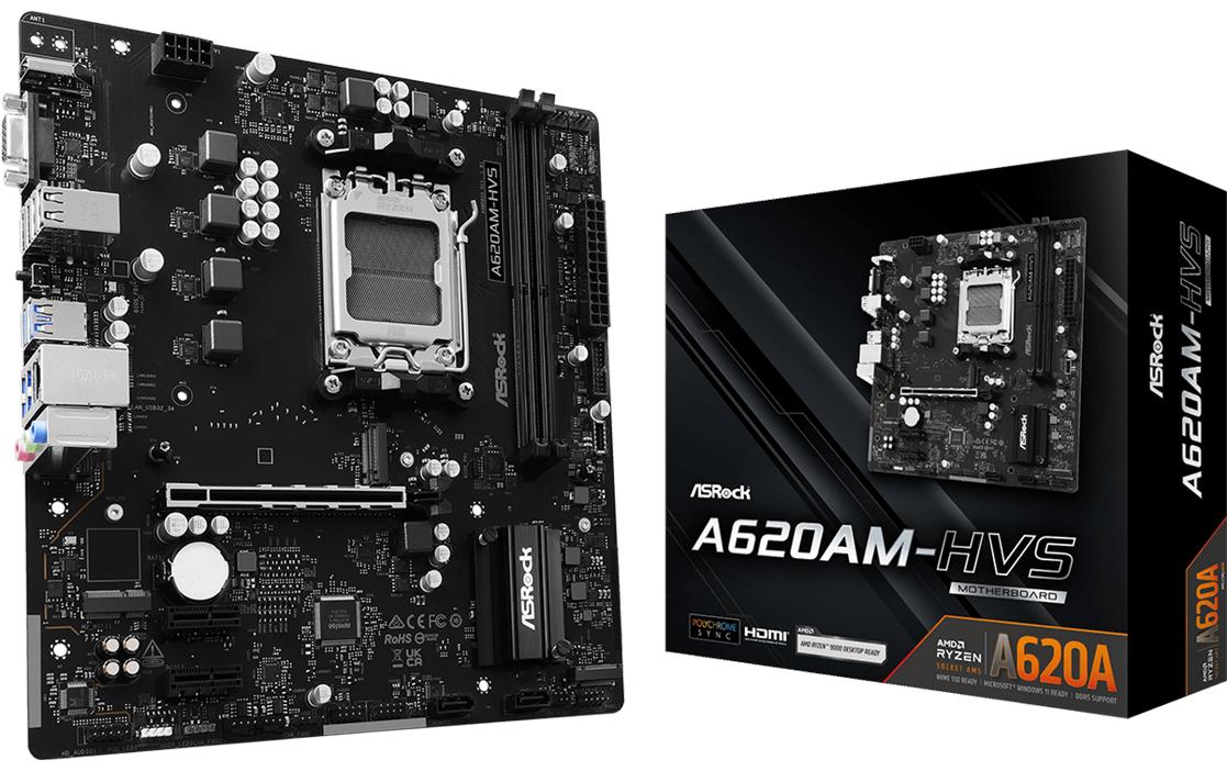 ASRock A620AM-HVS, µATX, AM5 AMD A620A, AM5, 2x DDR5, PCIe 4.0