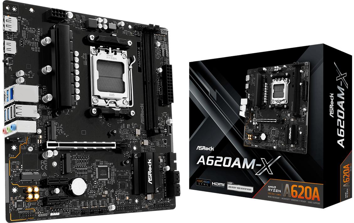 ASRock A620AM-X, µATX, AM5 AMD A620A, AM5, 2x DDR5, PCIe 4.0
