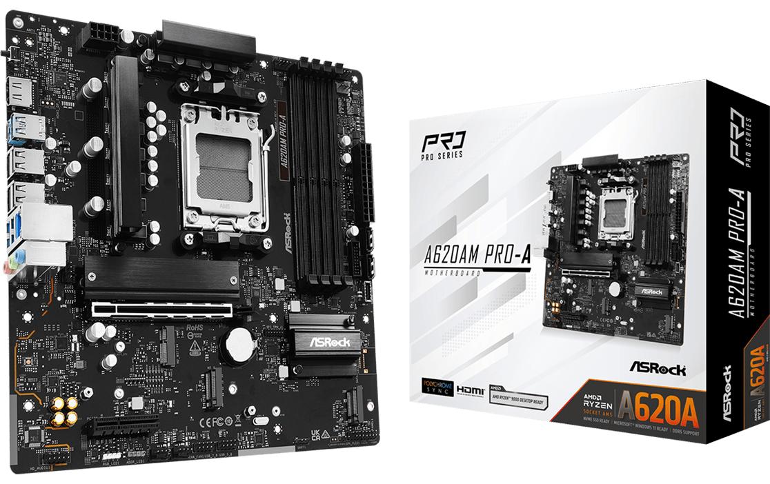 ASRock A620AM PRO-A, µATX, AM5 AMD A620A, AM5, 4x DDR5, PCIe 4.0