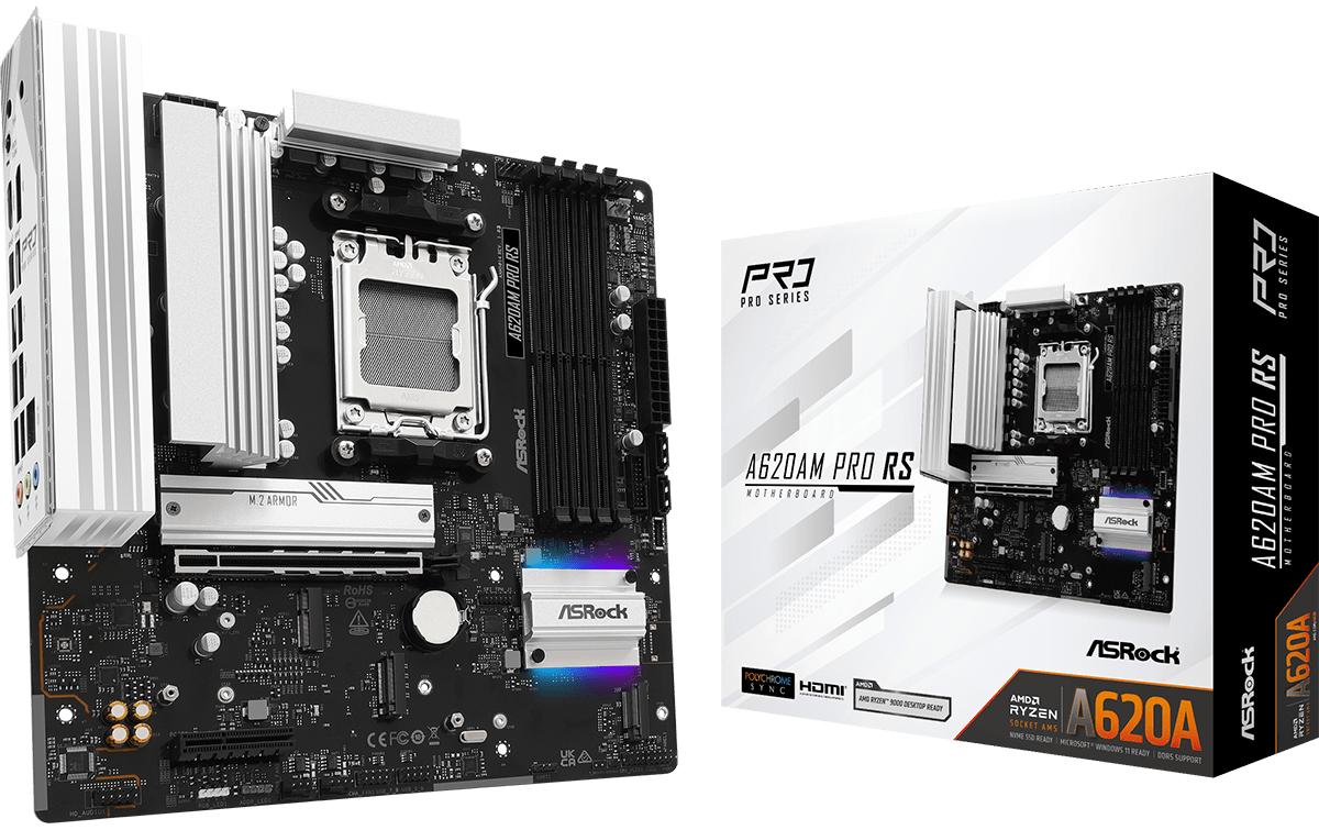 ASRock A620AM PRO RS, µATX, AM5 AMD A620A, AM5, 4x DDR5, PCIe 4.0