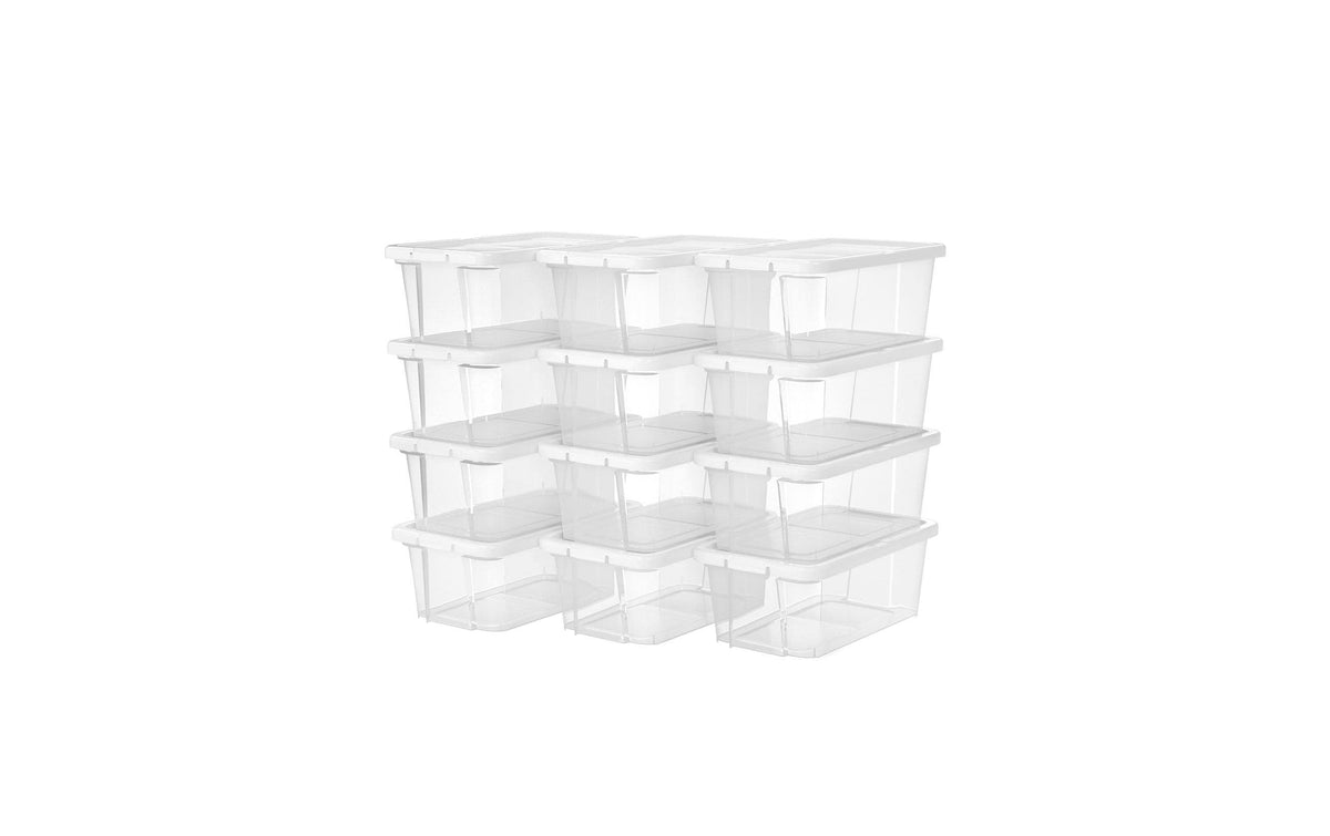 Songmics Schuhboxen stapelbar, 12er Set 35x20x12.5 cm (LxBxH), Kunststoff