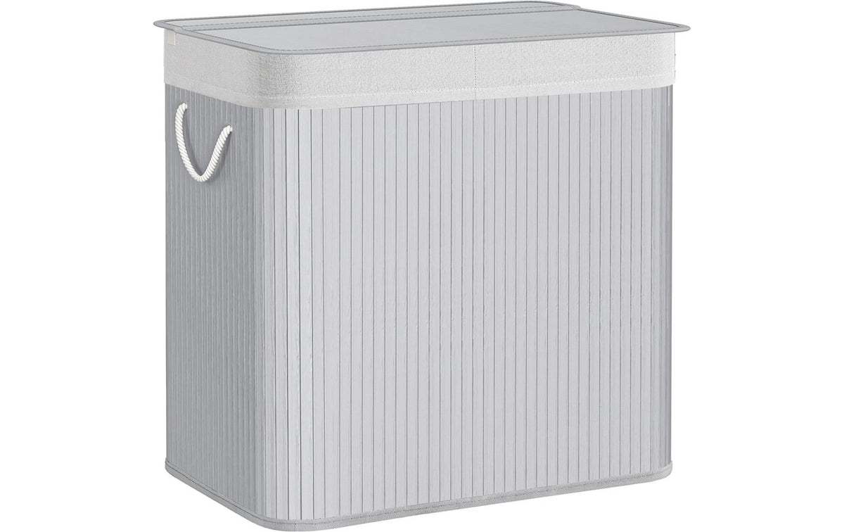 Songmics Wäschekorb, hellgrau 60x40x61.5 cm (LxBxH), Bambus, Eisen