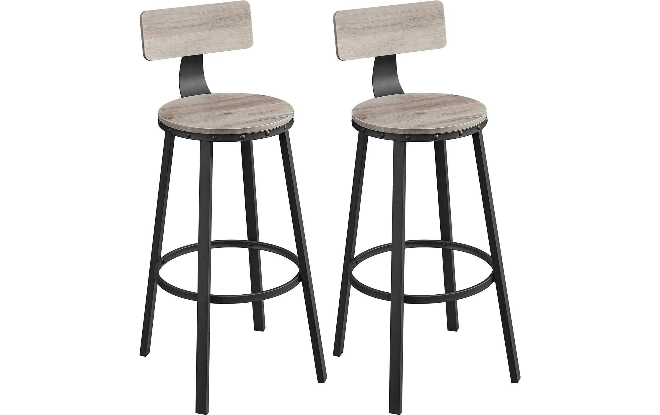 Vasagle Barhocker, 2er Set, Grau-Schwarz 54.5x99.8 cm (DxH), Kunstleder, Eisen, etc.