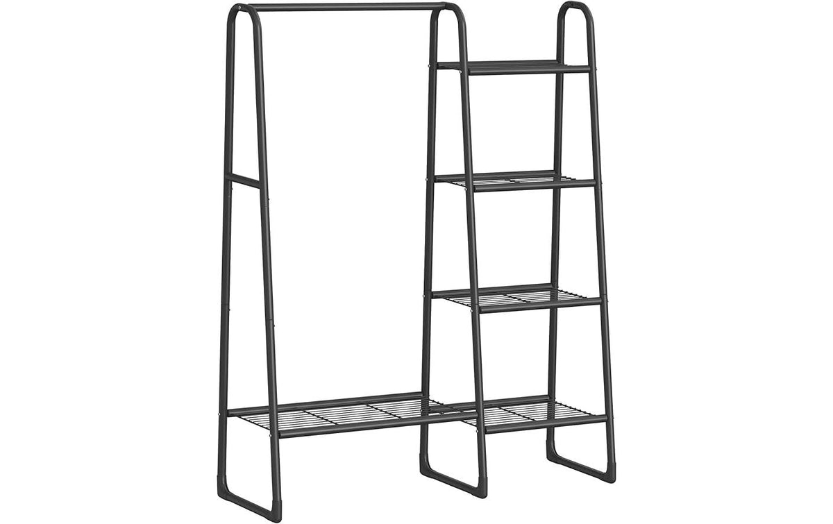 Songmics Kleiderständer mit Ablagen,Schwarz 101.7x40x153.3 cm (LxBxH), Stahl Kunststoff