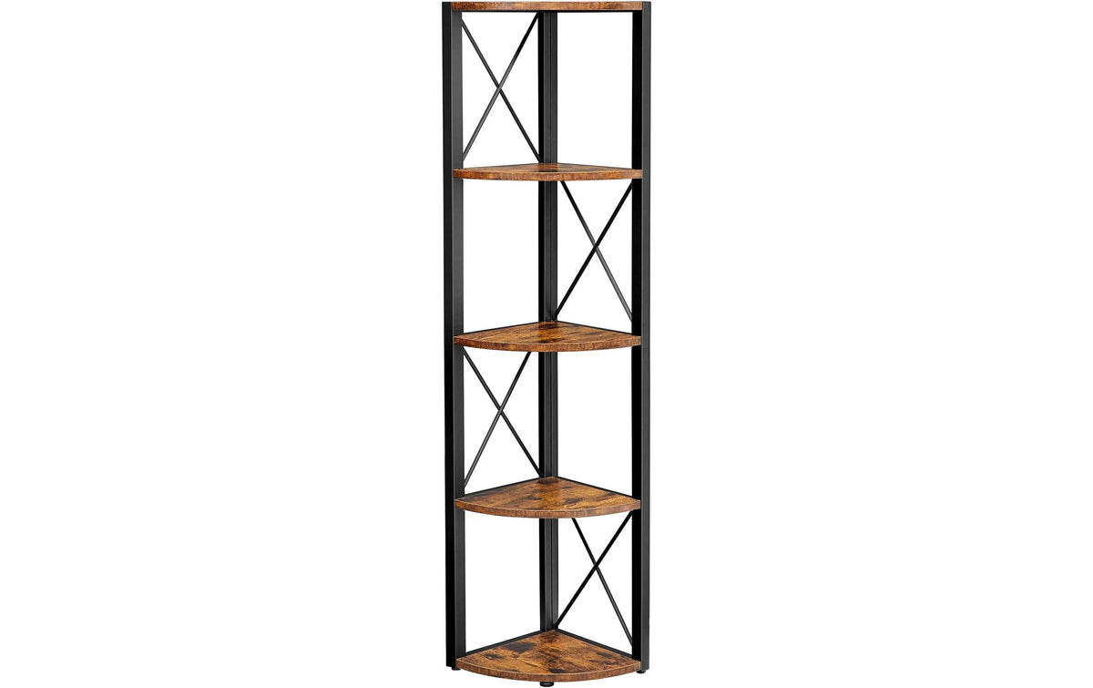 Vasagle Regal Vintagebraun-Schwarz,5 Ebenen 30x30x160 cm (LxBxH), Holz, Stahl