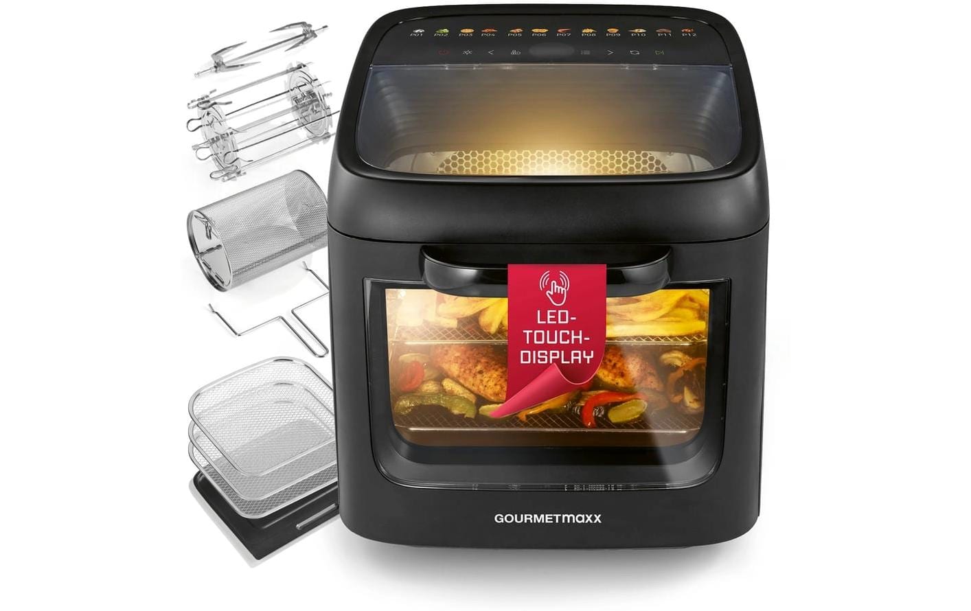 GOURMETmaxx Heissluft Ofen 1800W schwarz Panoramadach