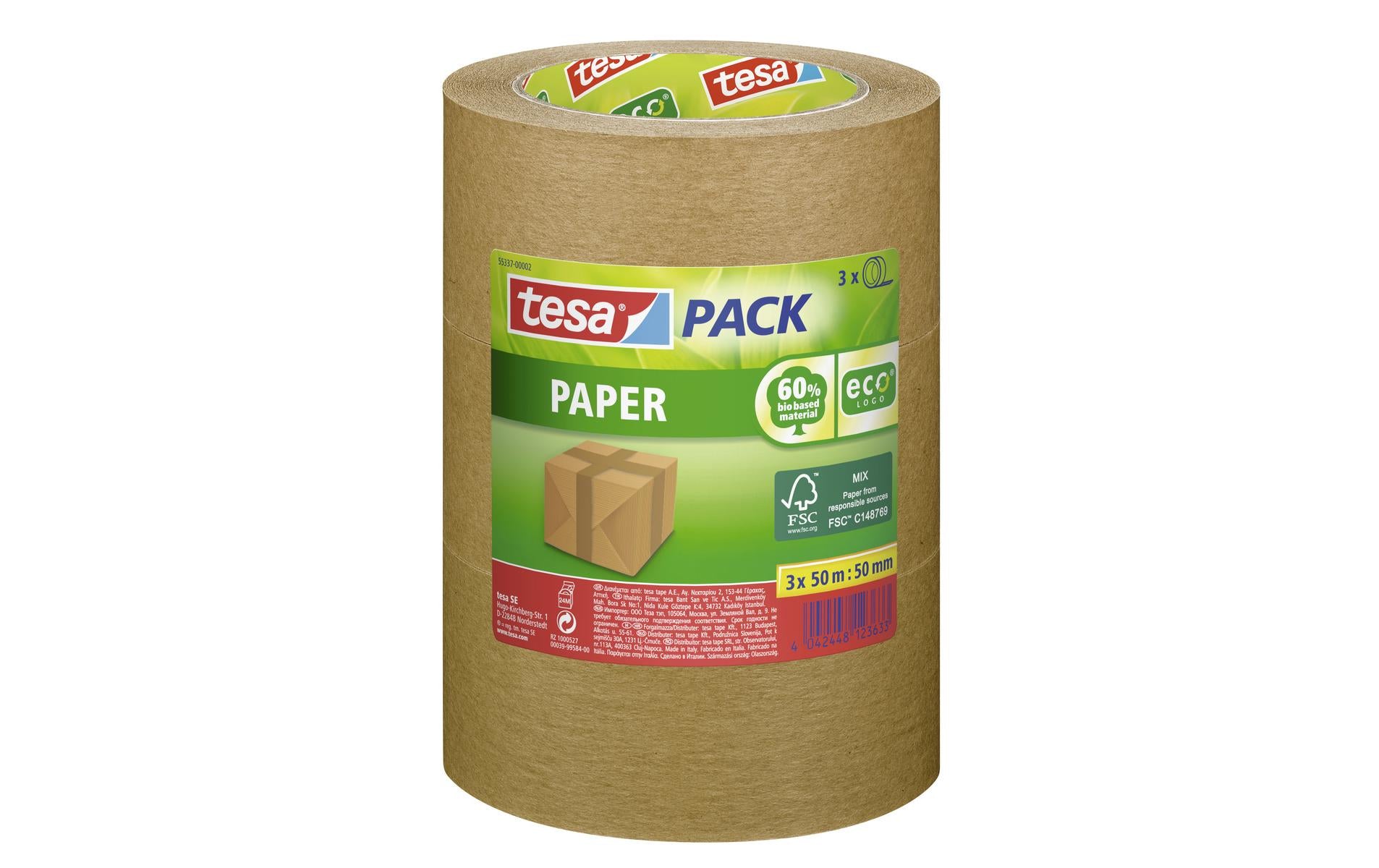tesapack Paper Braun - 3 x 50 m x 50mm