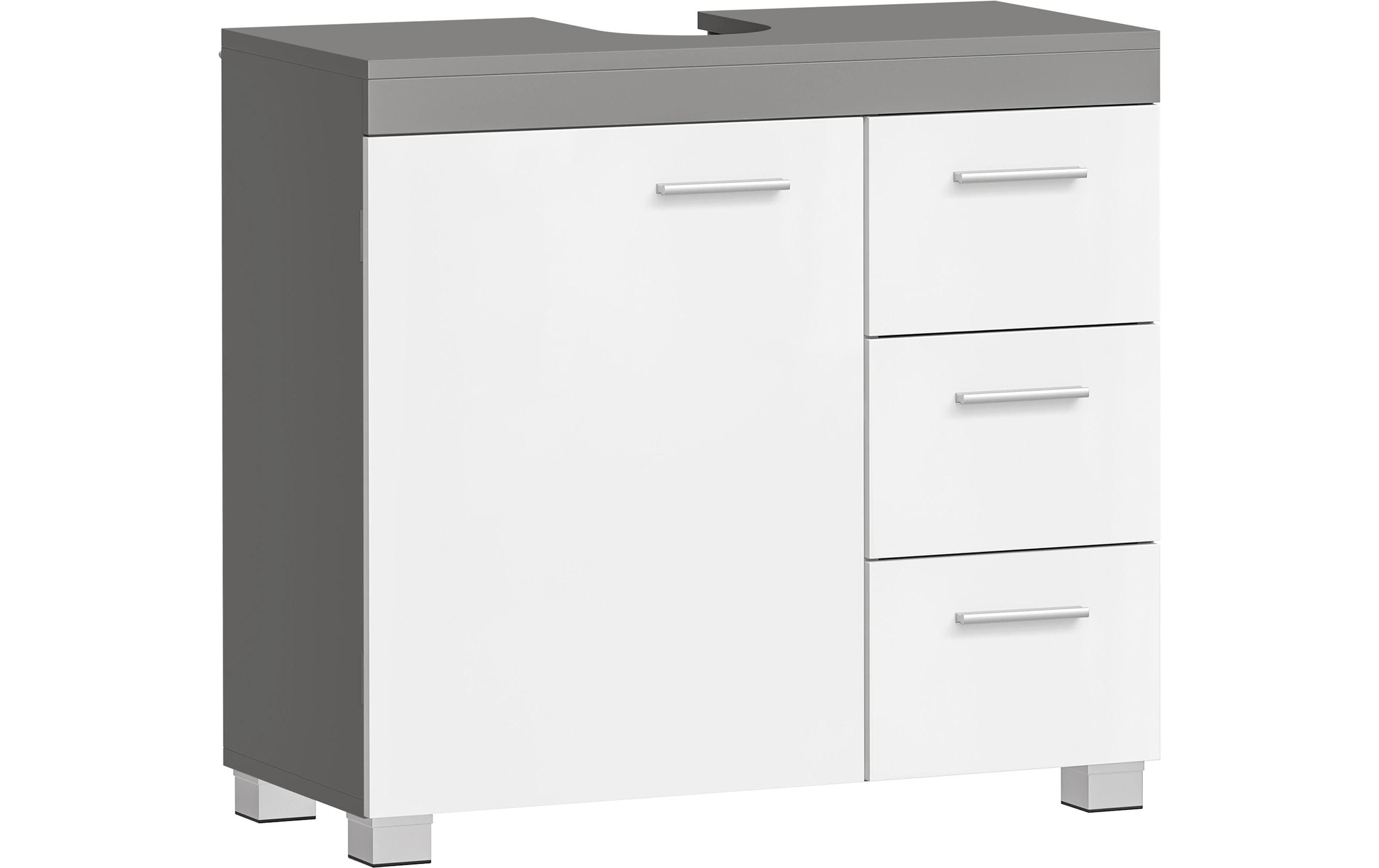 Vasagle Waschbeckenschrank, Weiss-Grau 70x30x64 cm (BxHxT), MDF