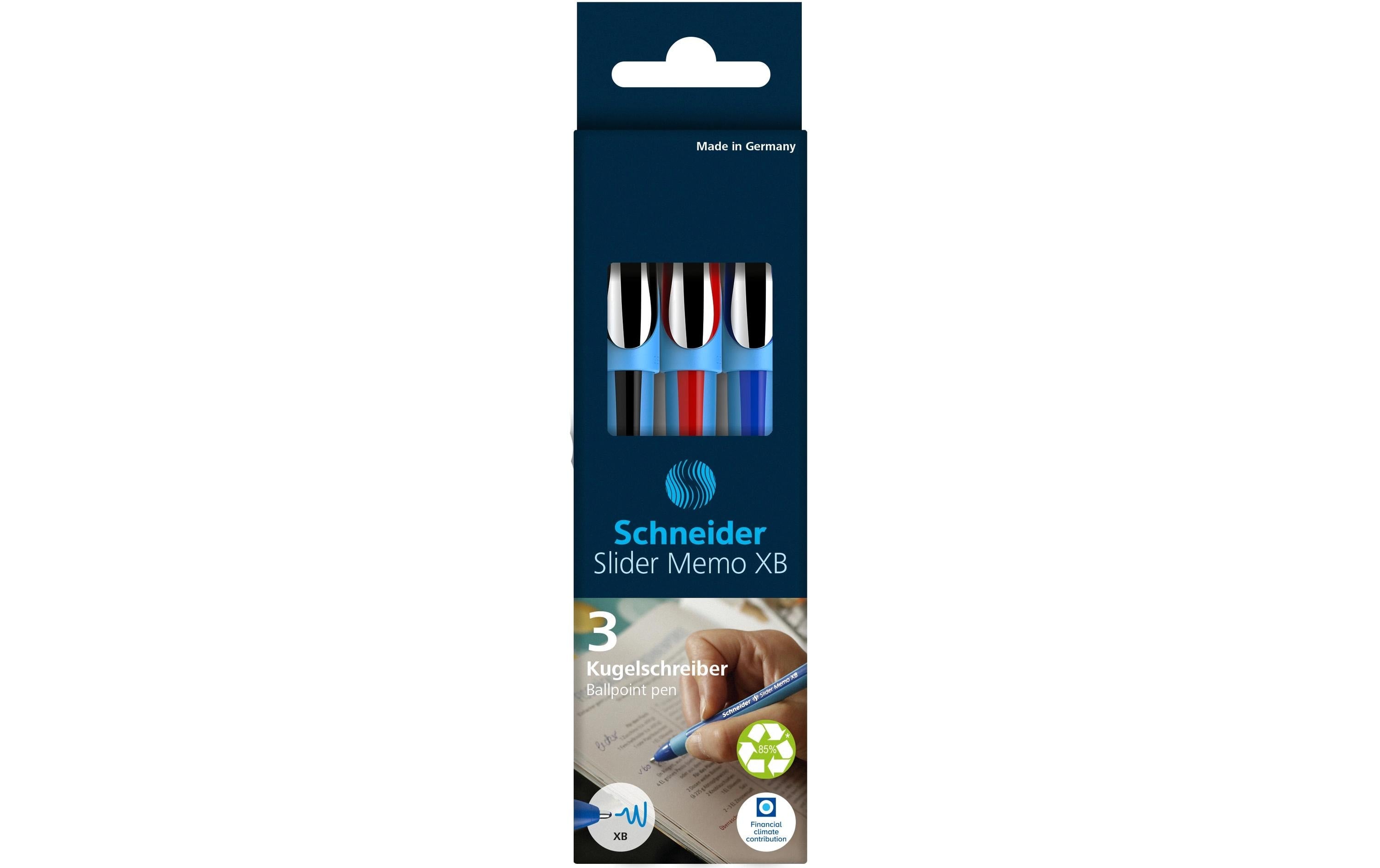 Schneider Kugelschreiber Slider Memo 3erSet blau, rot, schwarz