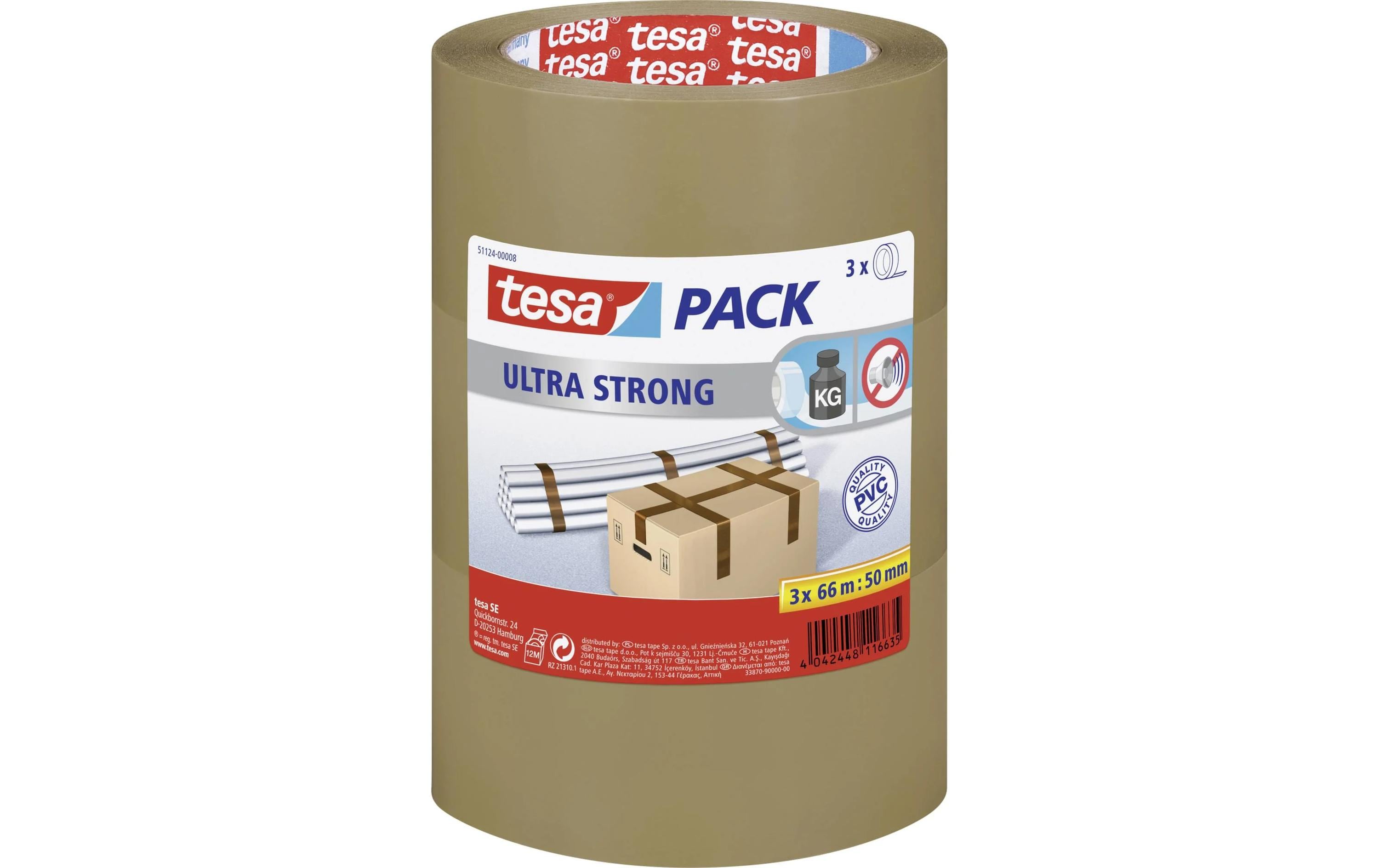tesapack Ultra Strong Braun - 3x 66 m x 50 mm