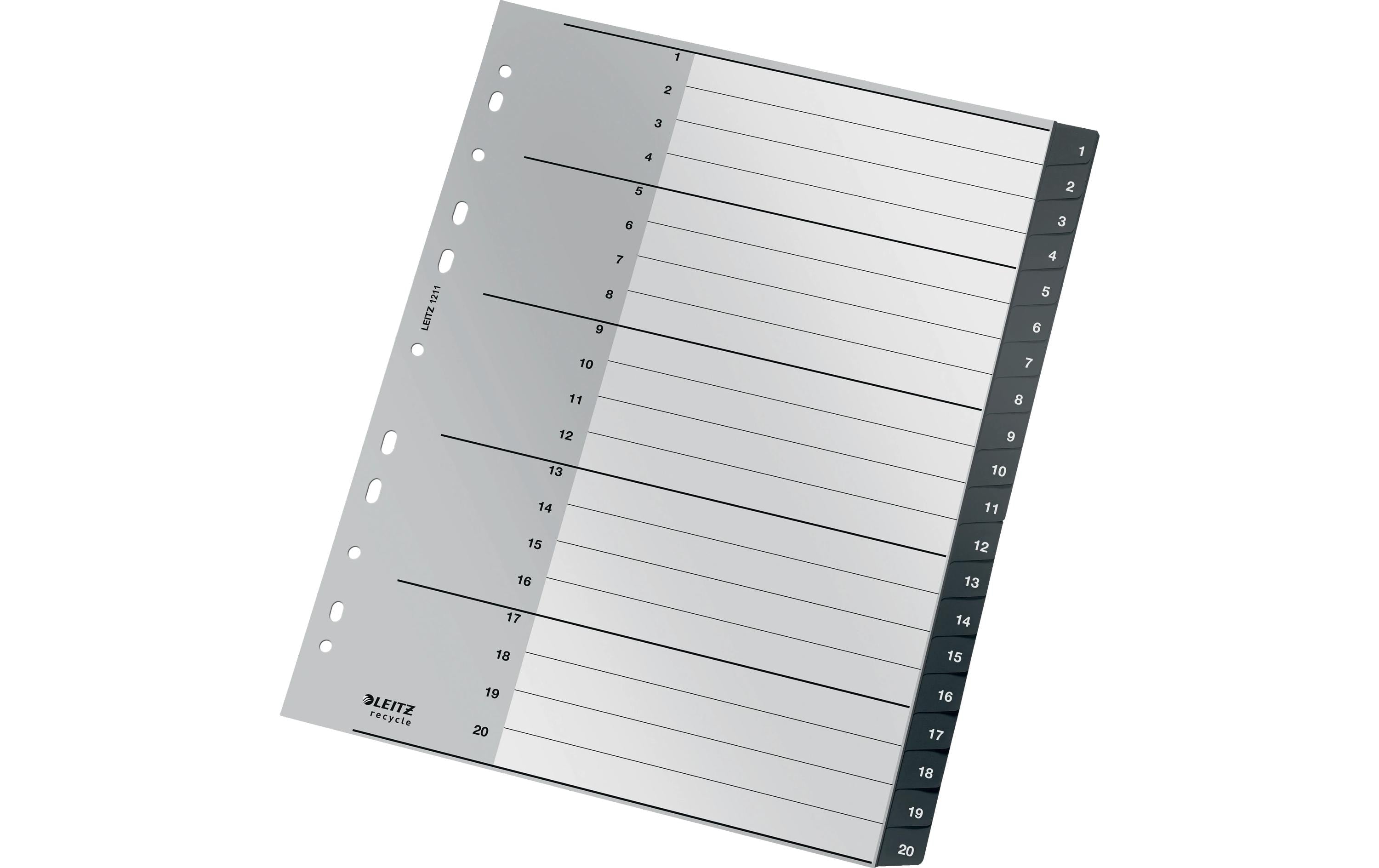 Leitz  Recycle PC-beschriftbares Register PP, A4, 1-20