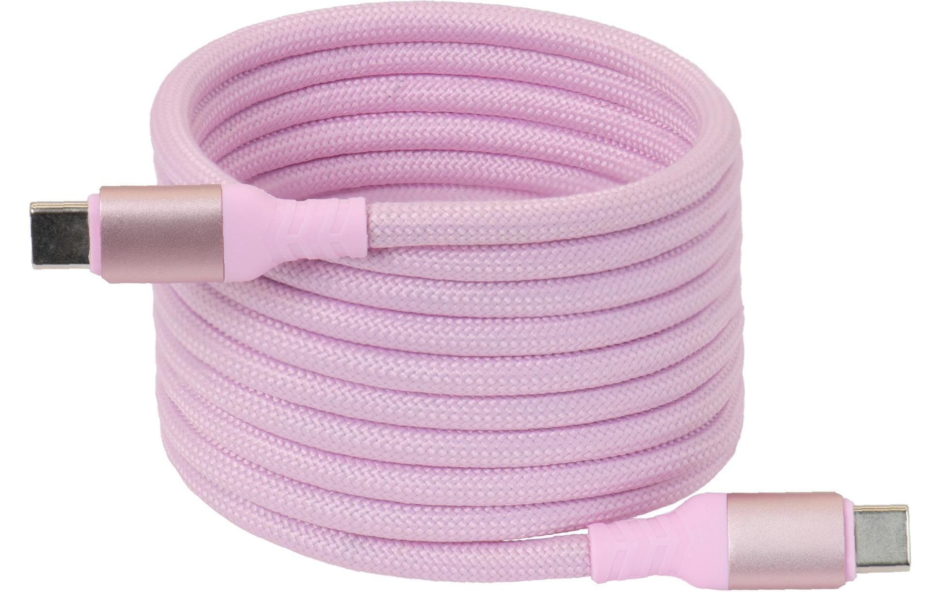 Club 3D, USB C magnetisches Kabel 240W PD3 rosa, 2m