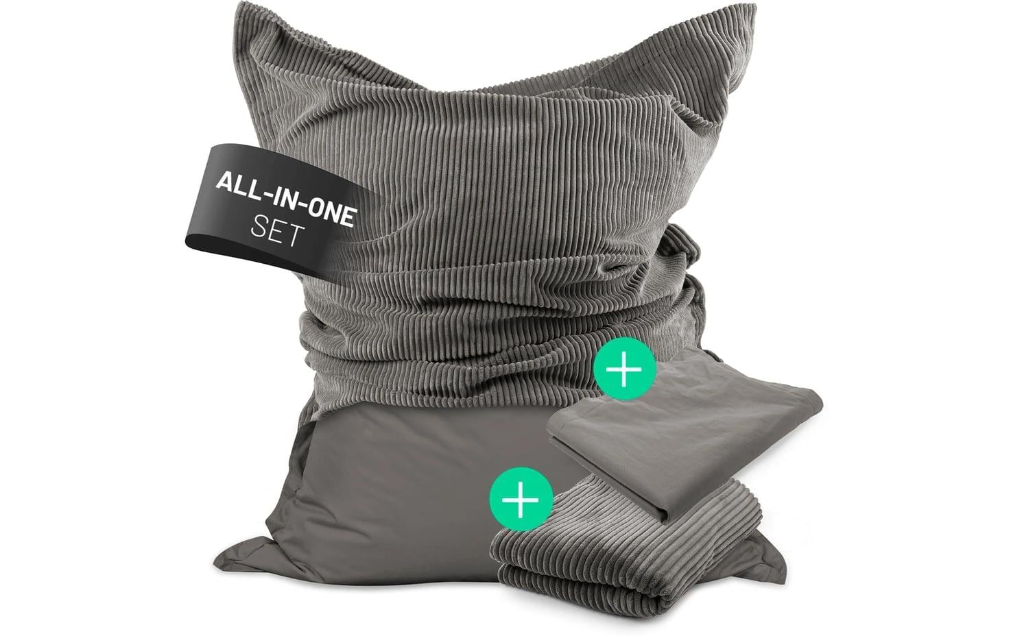 Lumaland Sitzsack 380l grau Cord