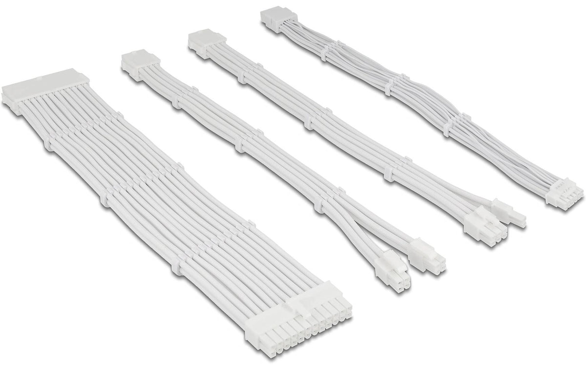 Delock PSU Verlängerungskabel Set 84542 ws, 30cm, 5-teilig Sleeved, Kabelkämmen
