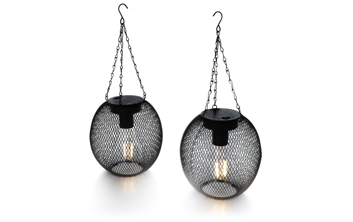 Balthasar Hängeleuchte Nina, Solar LED 2 Stück, 14.5x13 cm, Schwarz