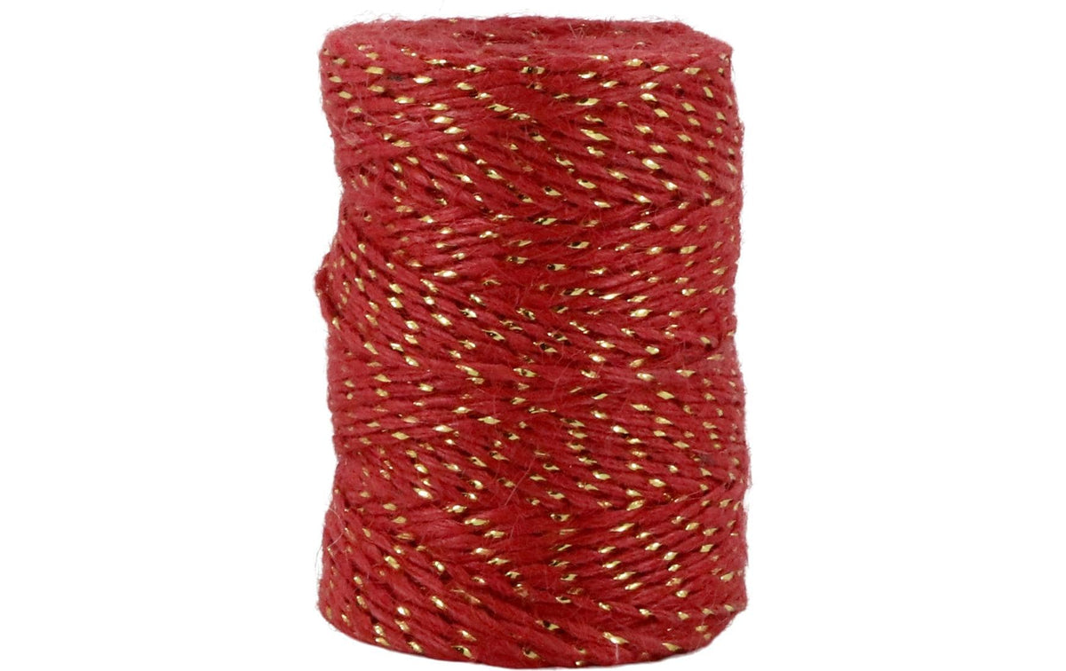 Chic Antique Juteband mit Golddraht cherryrot, Länge 50 m