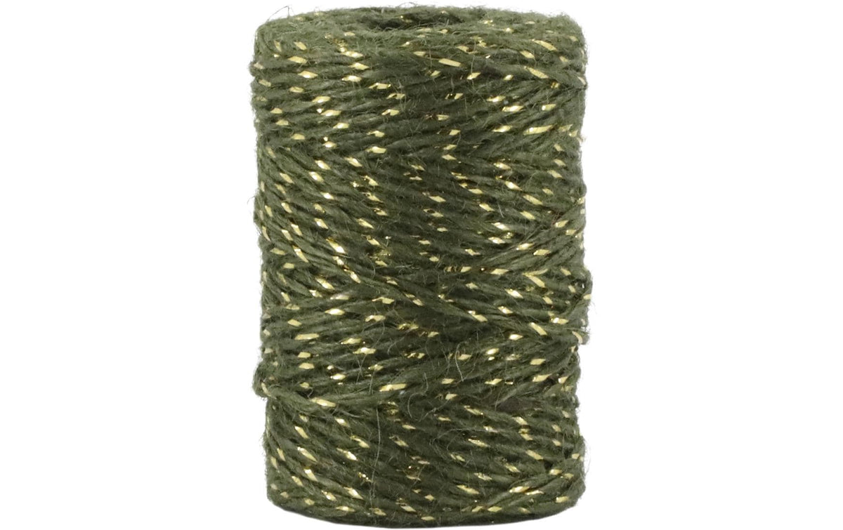 Chic Antique Juteband mit Golddraht grün Länge 50 m