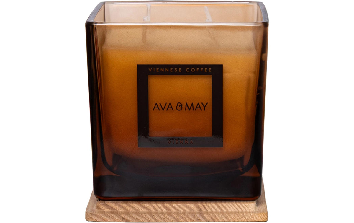 AVA & MAY Duftkerze Niennesse Coffee, 550g 12x12x12.5cm, 100% Sojawachs,70h Brennd.