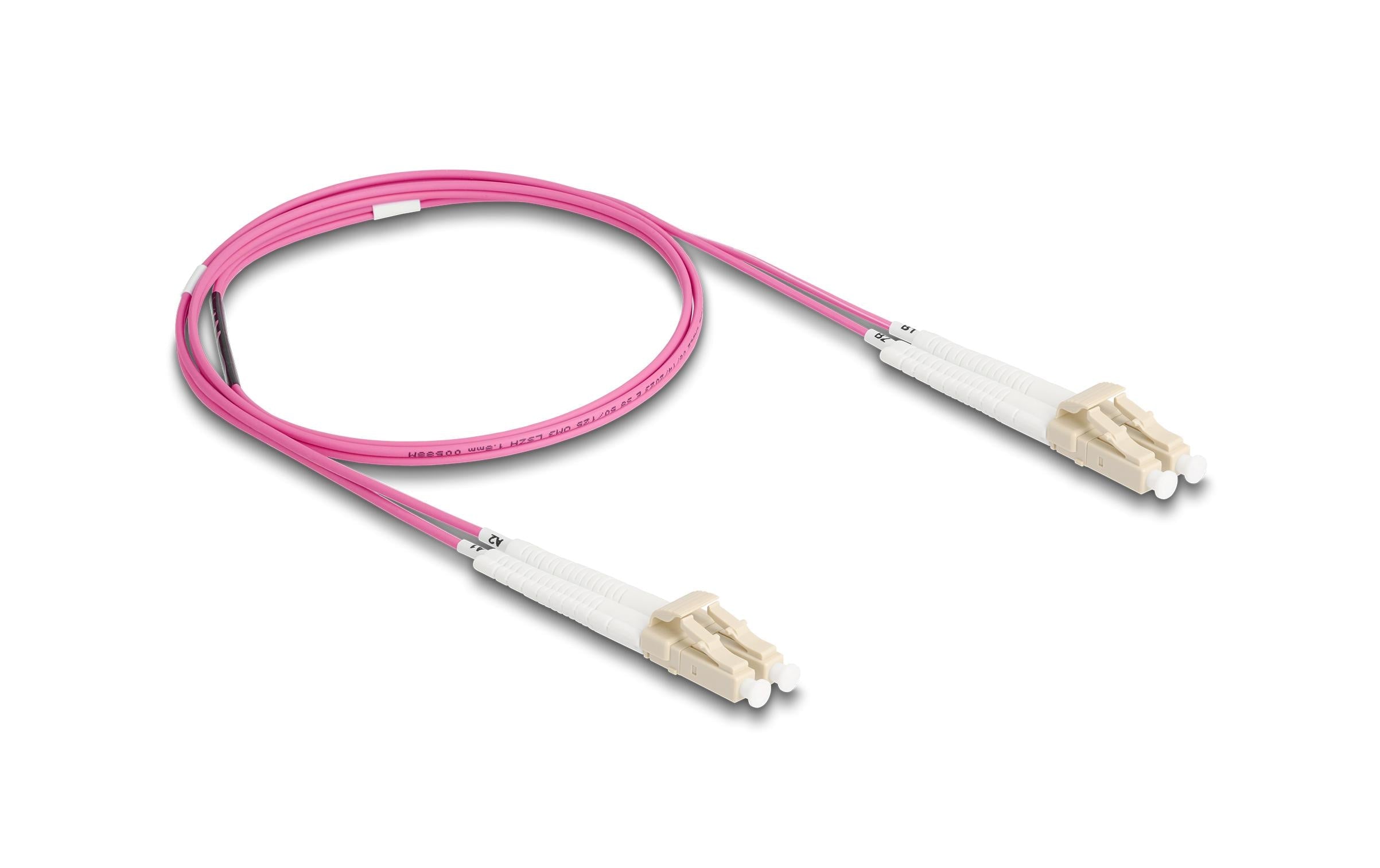 Delock LWL Duplex Patchkabel, OM4, 1m Multimode 50/125µm, LC-LC, Winkelbar