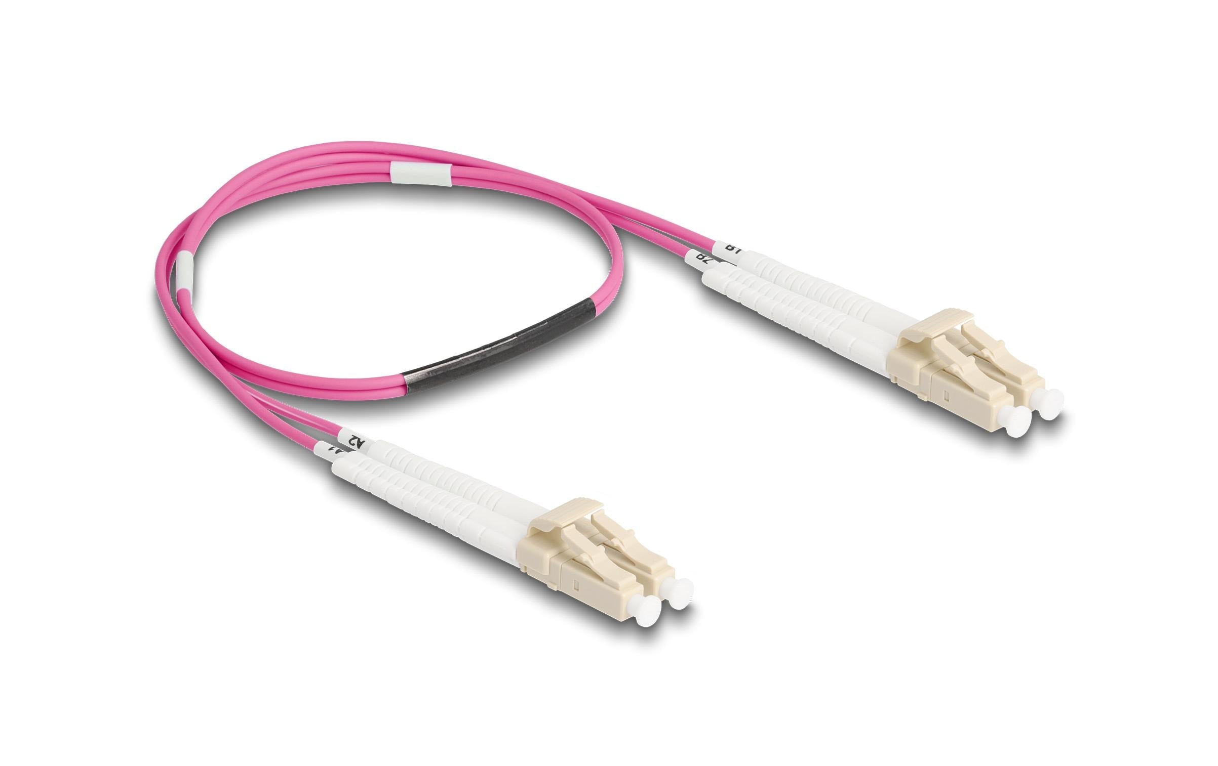 Delock LWL Duplex Patchkabel, OM4, 50cm Multimode 50/125µm, LC-LC, Winkelbar