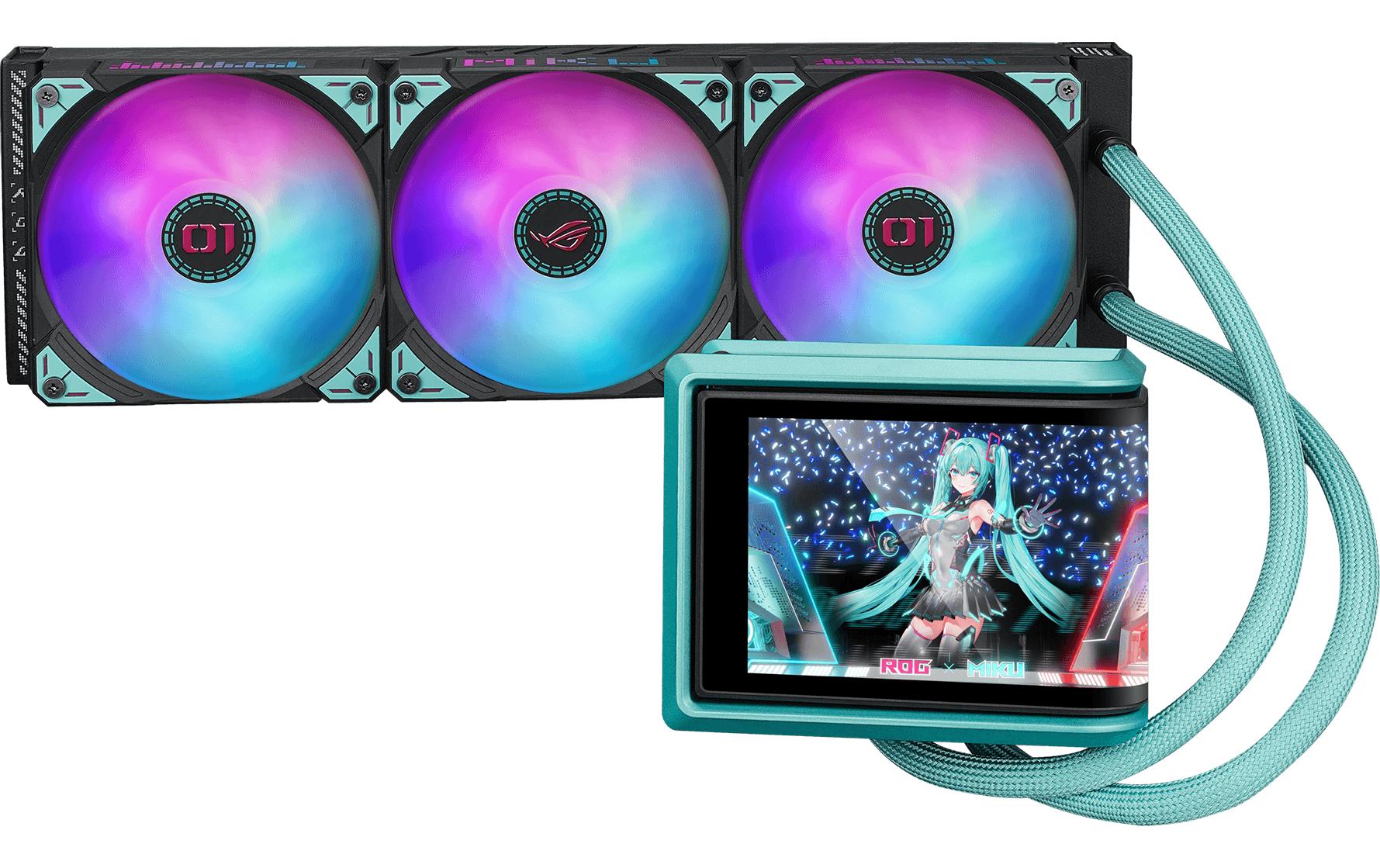 Asus ROG RYUO IV SLC 360 ARGB MIKU Liquid CPU Cooler, AMOLED, 3x120mm ARGB