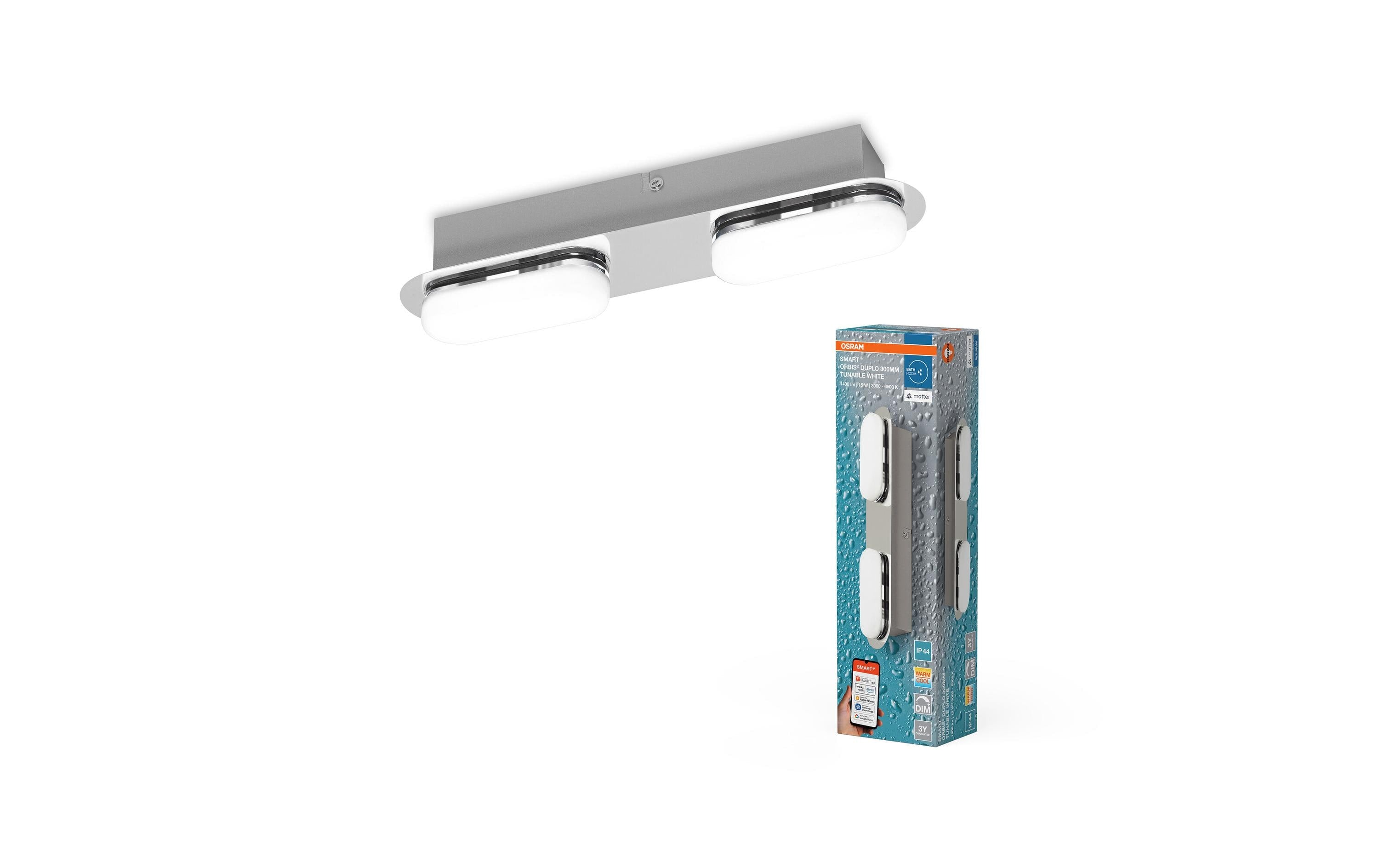 Osram SMART+ wall Orbis Orbis Duplo IP44 TW 30 cm Chrome 2x5W