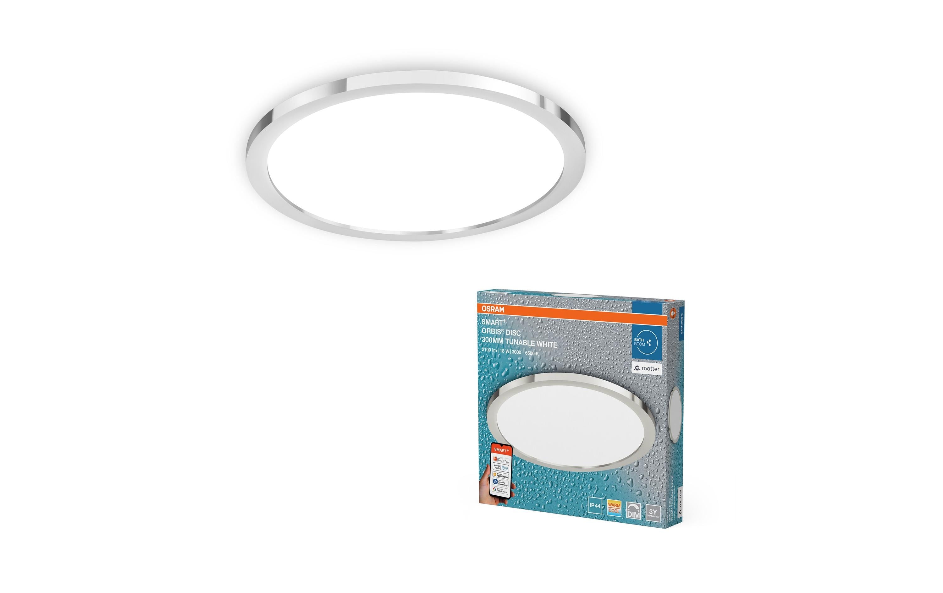 Osram SMART+ Orbis Disc Disc IP44 TW 30 cm Chrome 16W 1500Lum