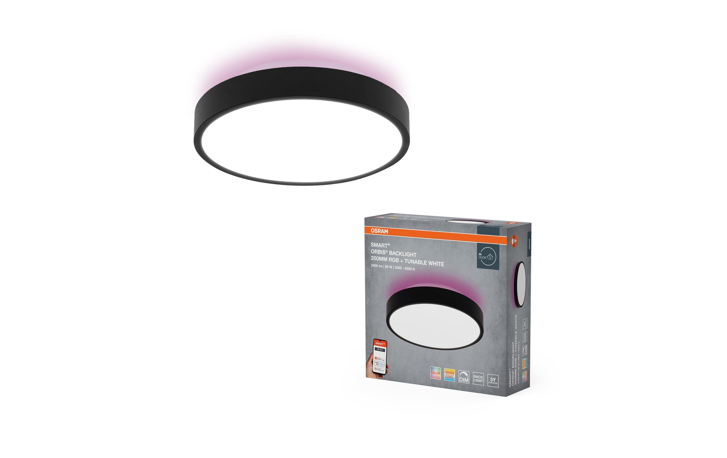 Osram SMART+ Orbis Backlite Backlite Rround black 35 cm 25W 1500 lum