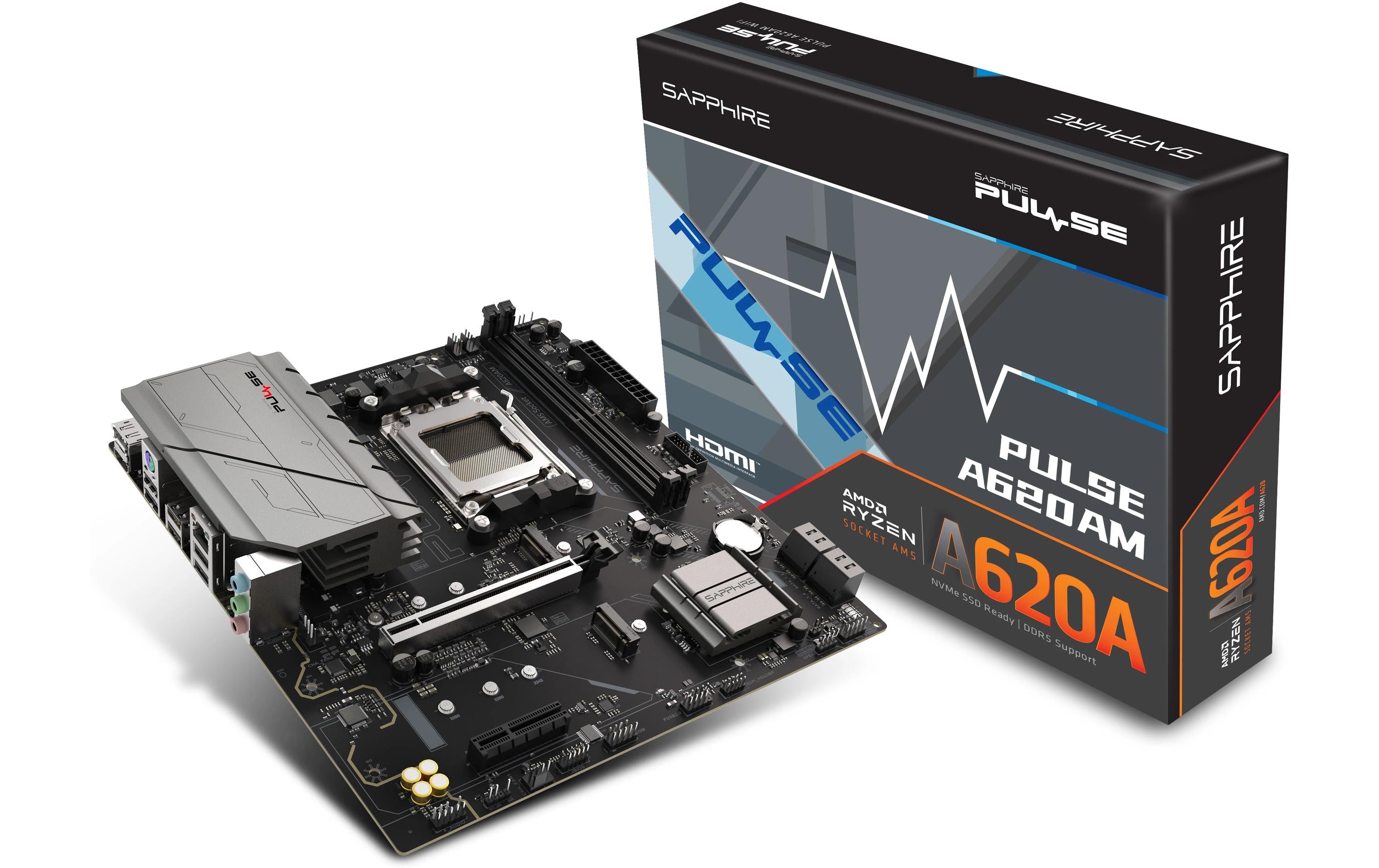 Sapphire PULSE A620AM, mATX, AM5 AMD A620A, 2x DDR5, PCIe 4.0, 1G