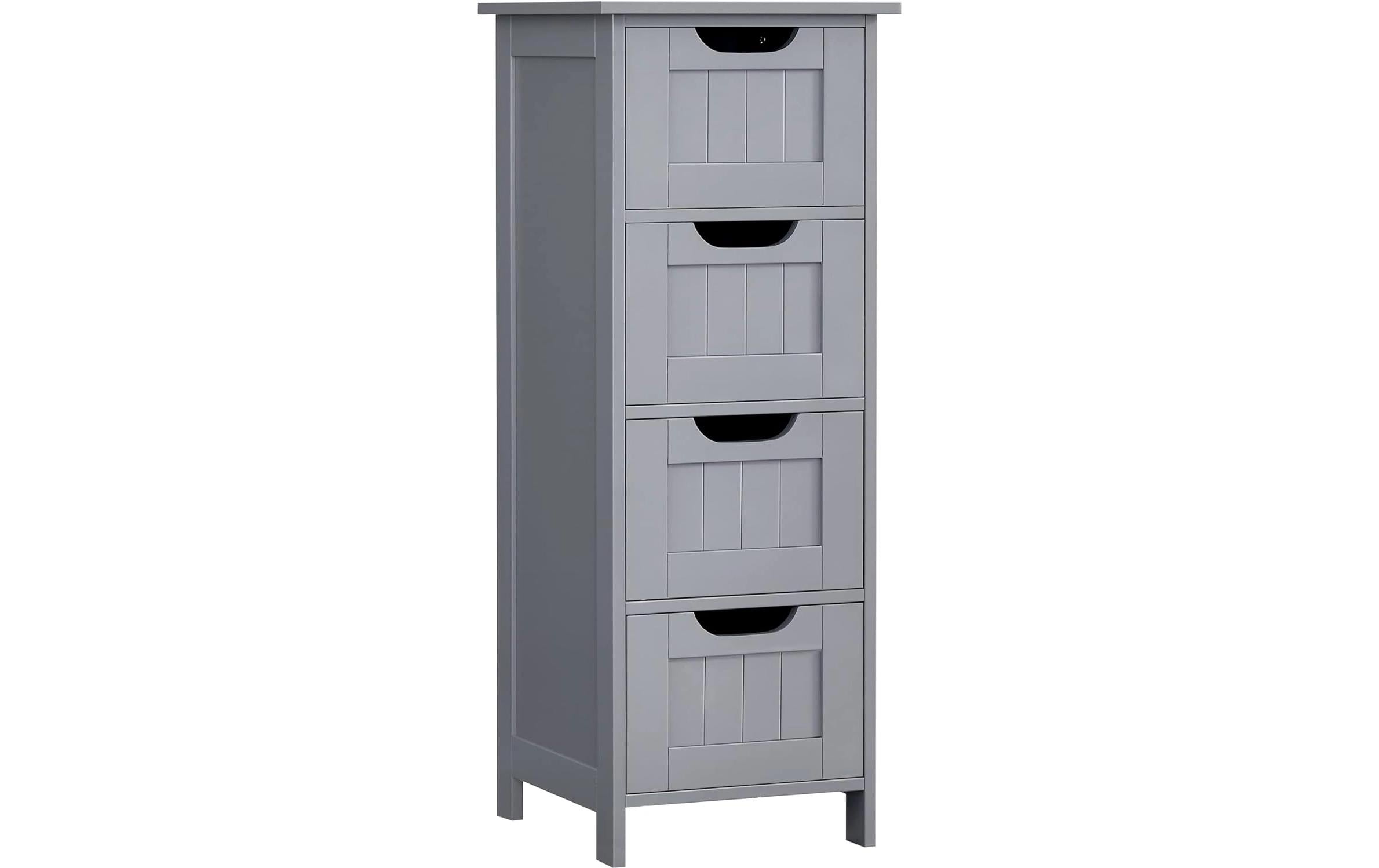 Vasagle Schrank Landhausstil, Grau 4 Schubladen, 30x30x82 cm (TxBxH)