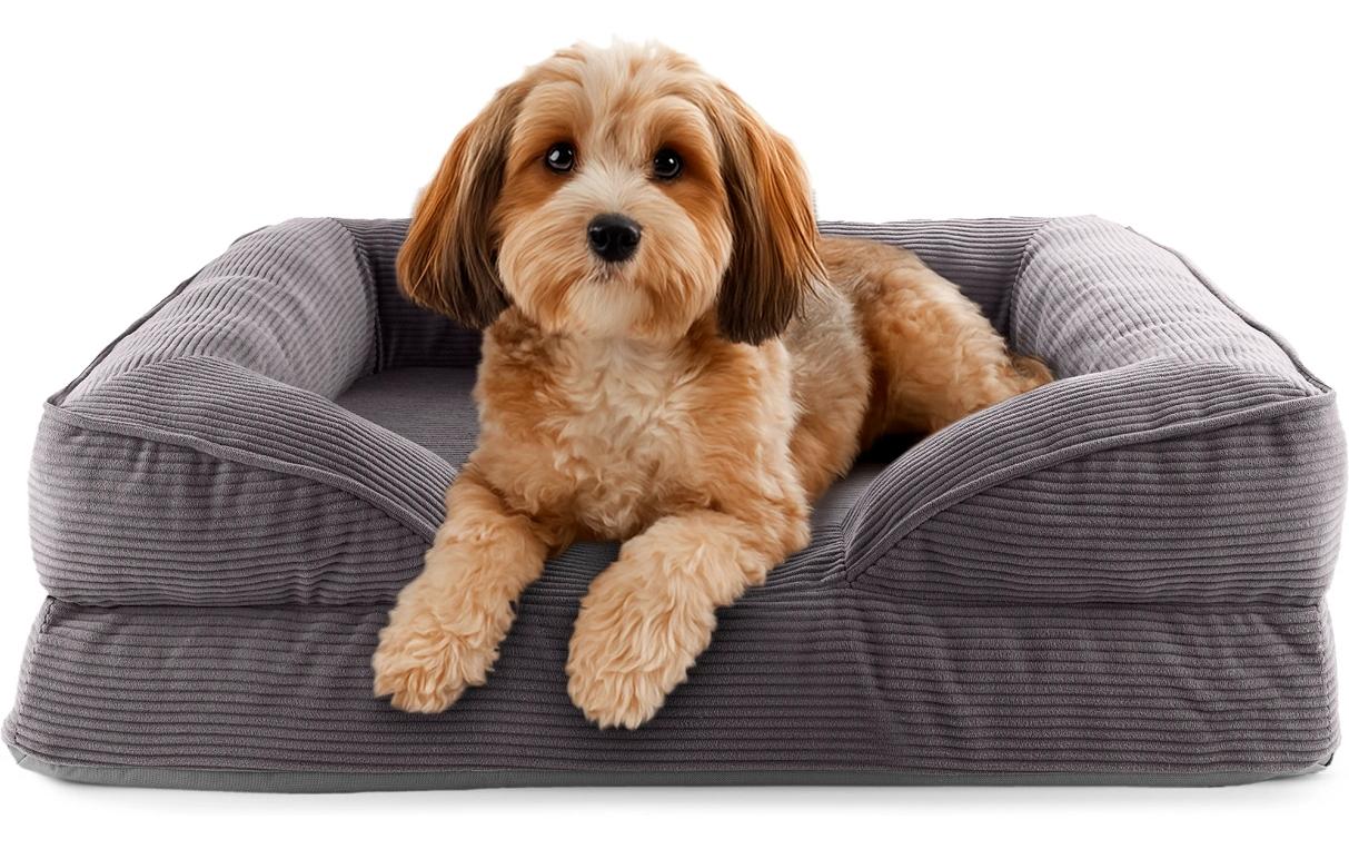 Lumaland Hundebett Indoor Cord S 70x60x18cm grau