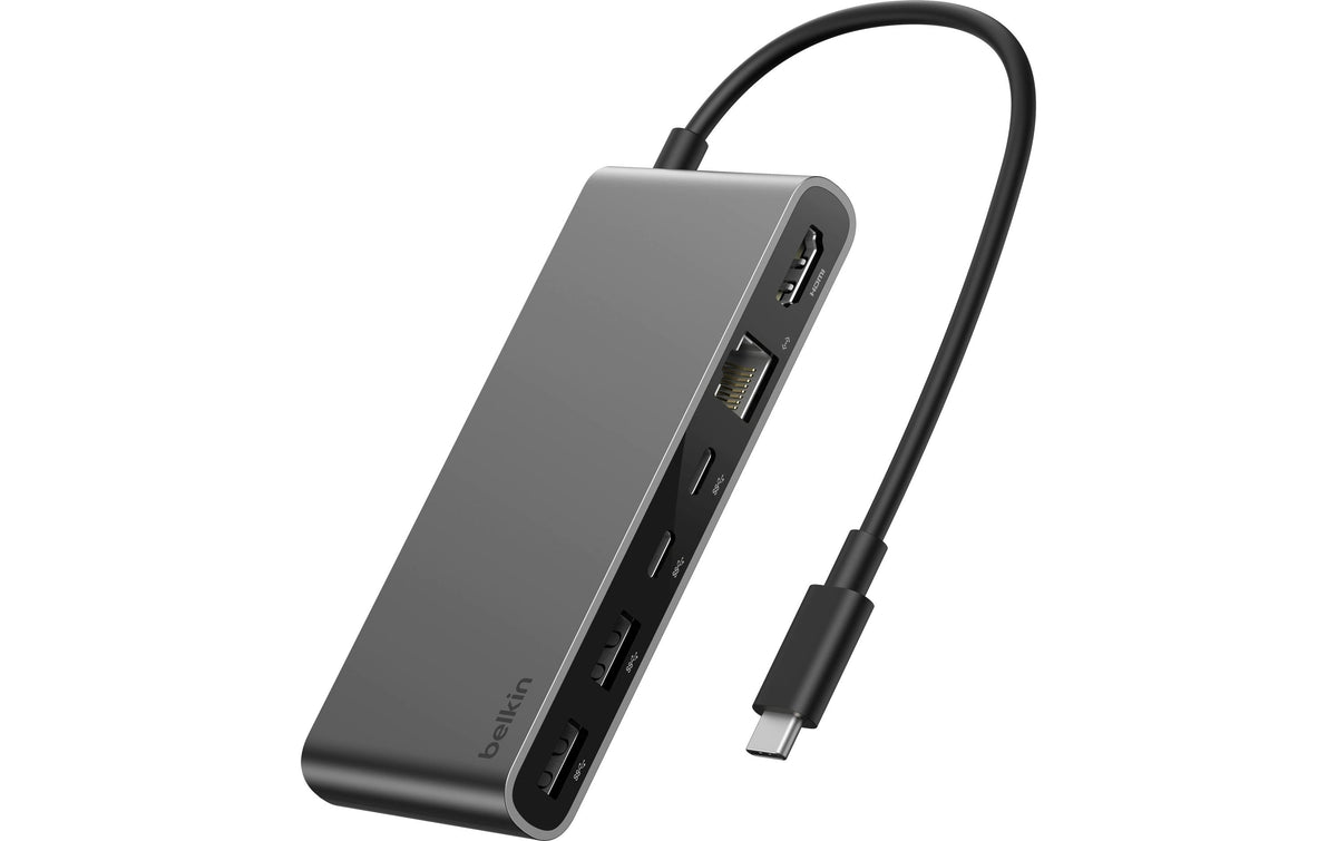 Belkin Connect 8-in-1 USB-C Hub Dual USB-C Ports, Silber